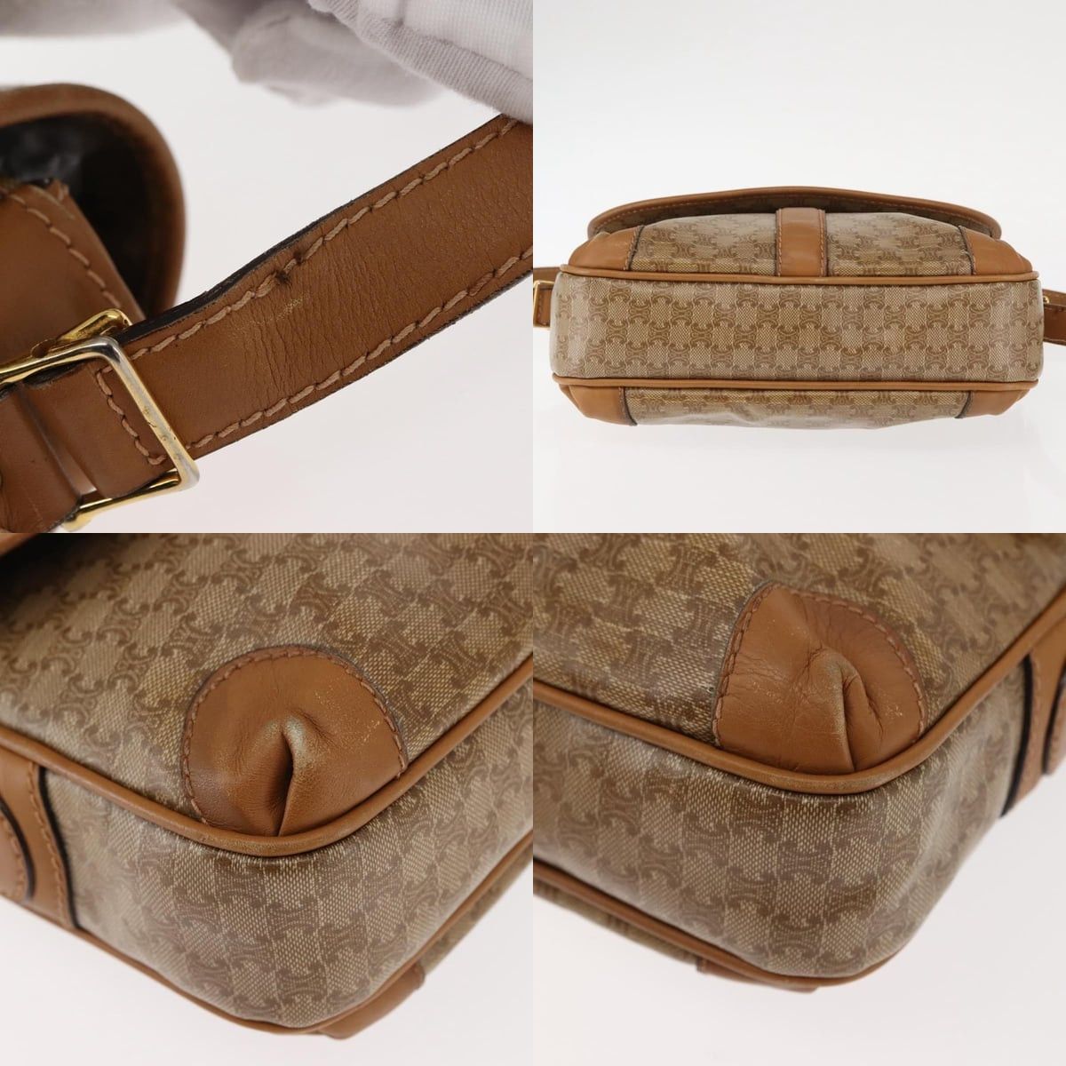 Celine CELINE Macadam Canvas Shoulder Bag Pvc Beige Gold Size ONE SIZE - 10 Thumbnail
