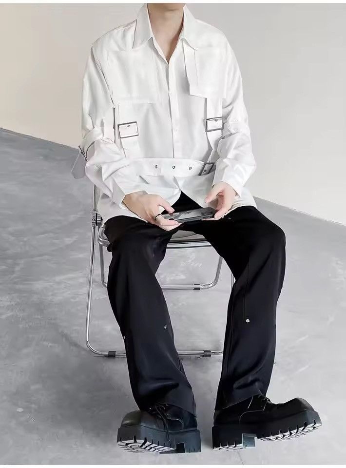 Japanese Brand Punk Hip Hop Techwear Style Long Sleeve Cargo Shirt Size US M / EU 48-50 / 2 - 2 Thumbnail