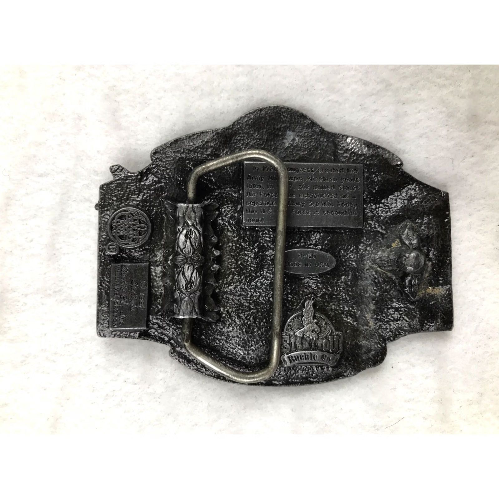 Vintage vintage 80s US AIR FORCE BRASS BELT BUCKLE Siskiyou US Army Military Size ONE SIZE - 3 Thumbnail