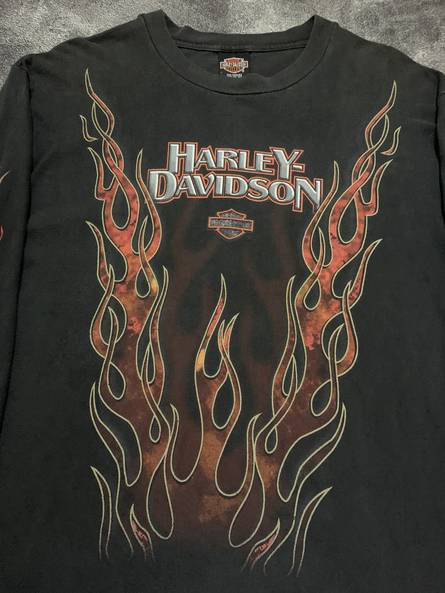 Harley Davidson 💎 Vintage Long Sleeve Flame Harley Davidson Tee Size US L / EU 52-54 / 3 - 3 Thumbnail