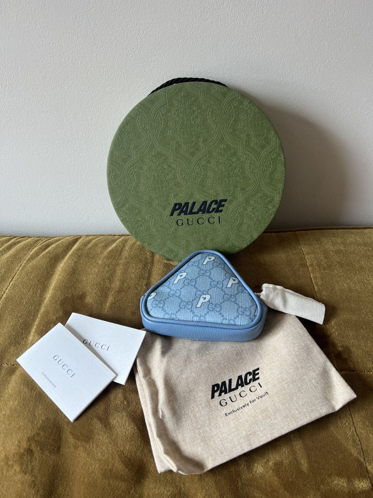 image of Gucci X Palace Coin Purse Blue, Men's