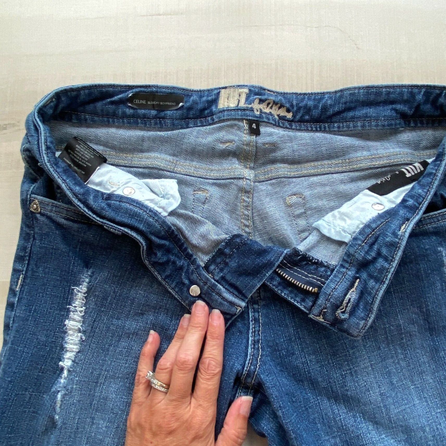 Vintage Kut From The Kloth Womens Distressed Boyfriend Jeans Blue Size 4 Size 27" / US 4 / IT 40 - 3 Thumbnail