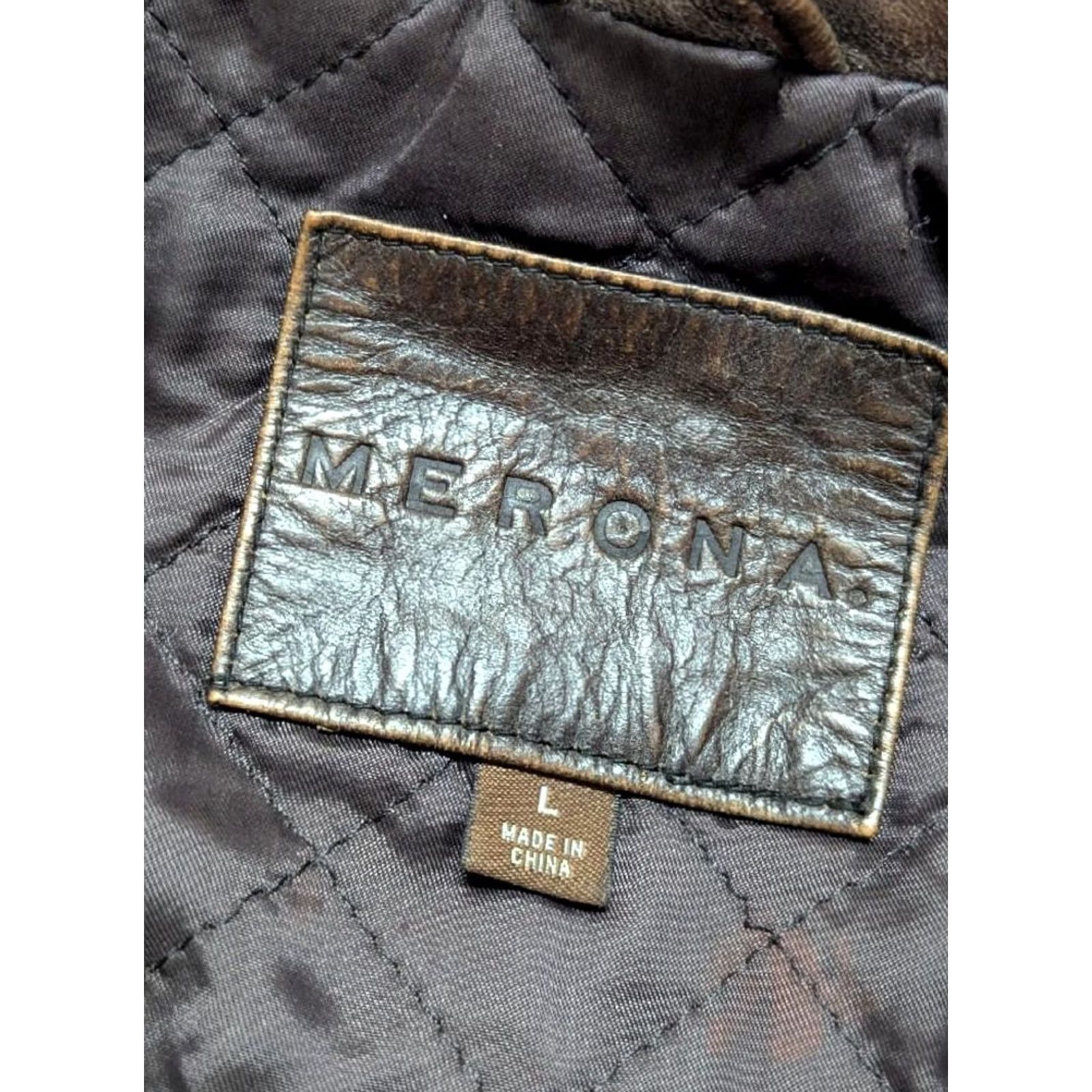 Merona VINTAGE Merona motorcycle jacket Men L brown leather PATINA 1990s cafe racer 44-46 Size US L / EU 52-54 / 3 - 6 Thumbnail
