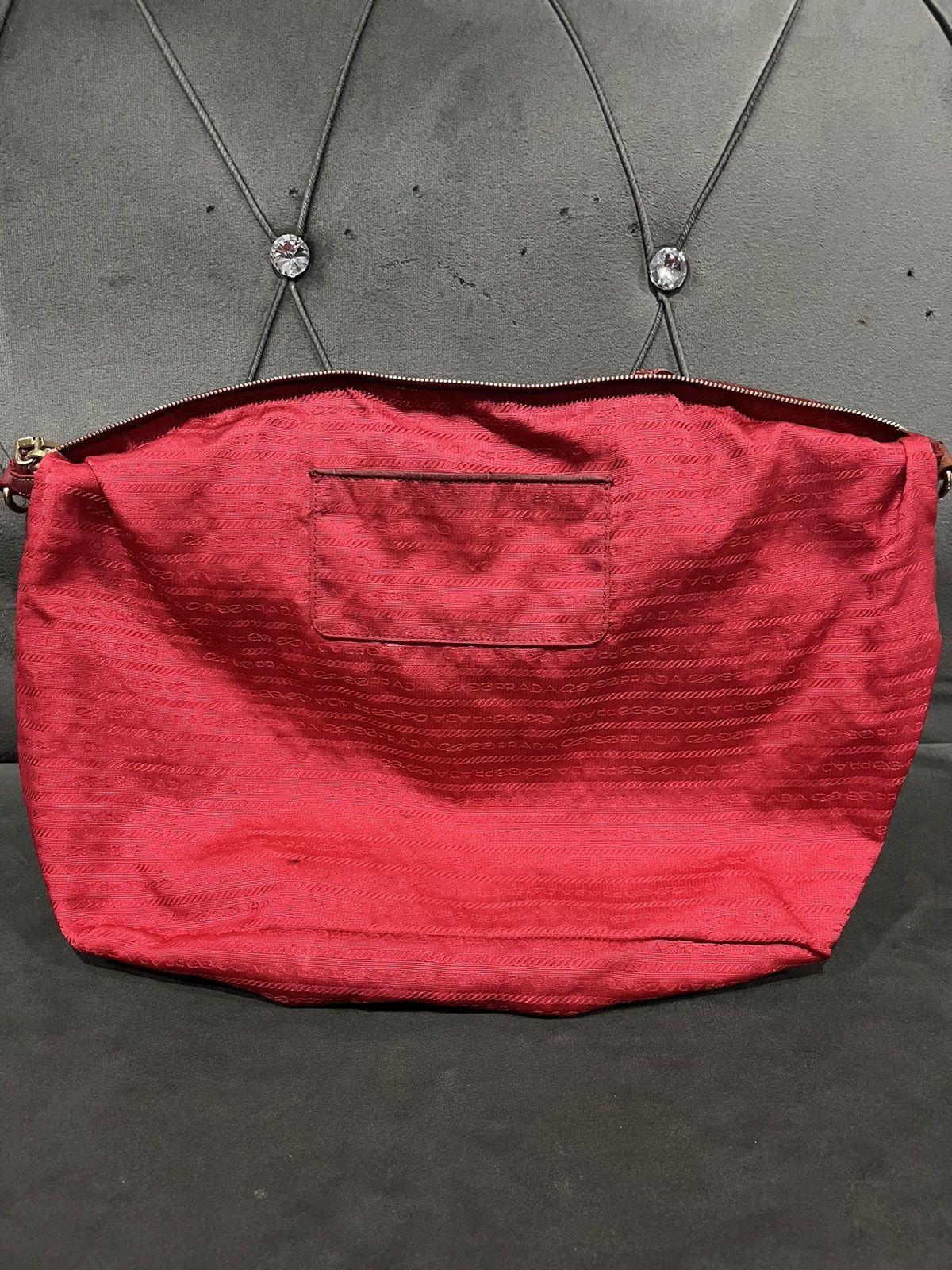 Prada Authentic Prada Tessuto Saffiano Rosso (Red) Nylon Tote Bag Size ONE SIZE - 15 Thumbnail