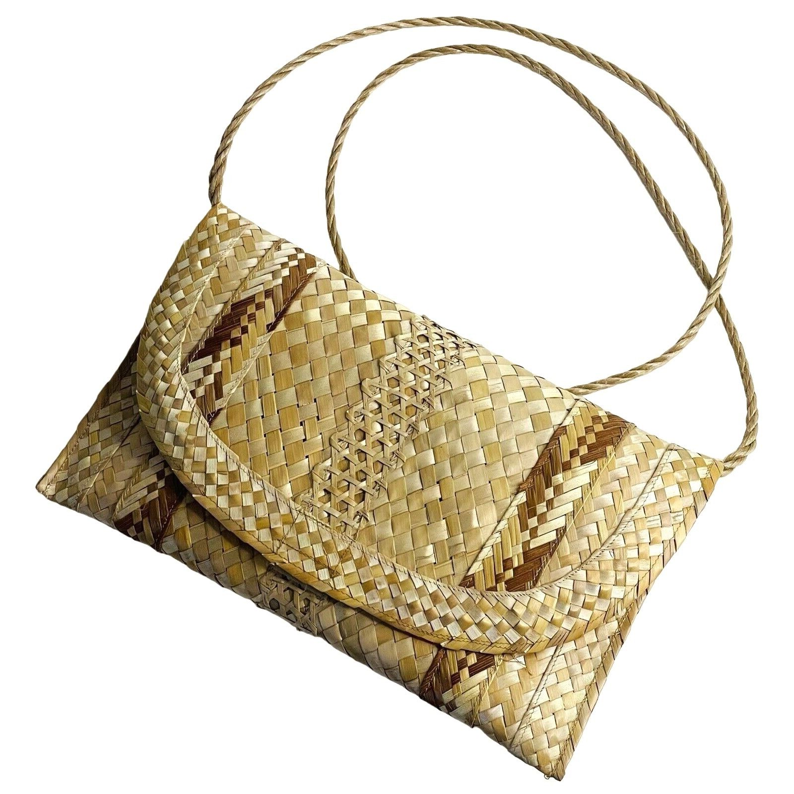 Other Woven Wicker Straw Women's Purse Clutch Shoulder Bag Orange Size ONE SIZE - 7 Thumbnail