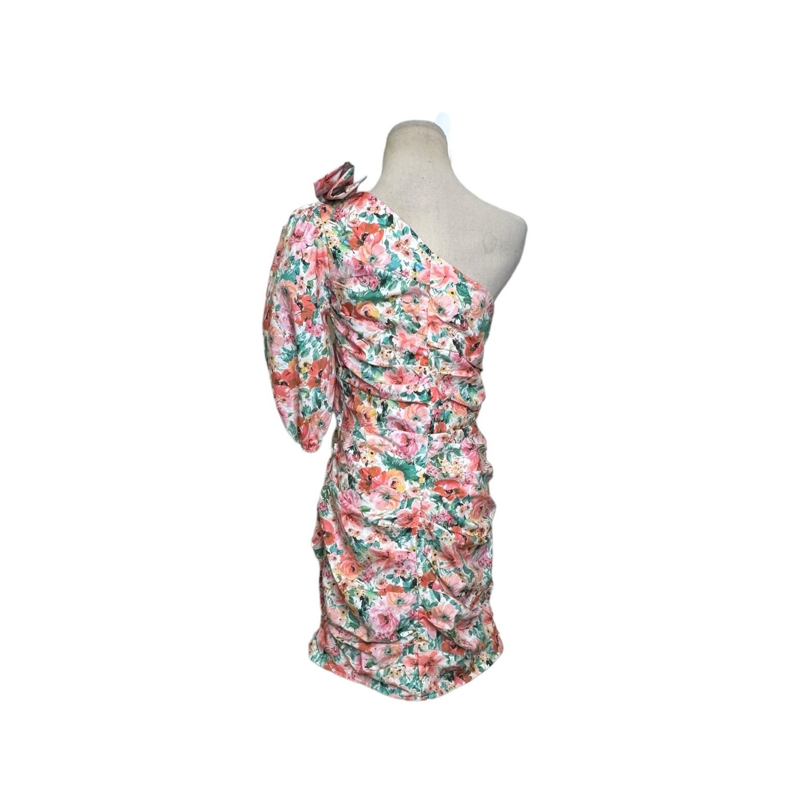 Zara Zara floral one shoulder ruched mini dress size Large Size L / US 10 / IT 46 - 12 Thumbnail