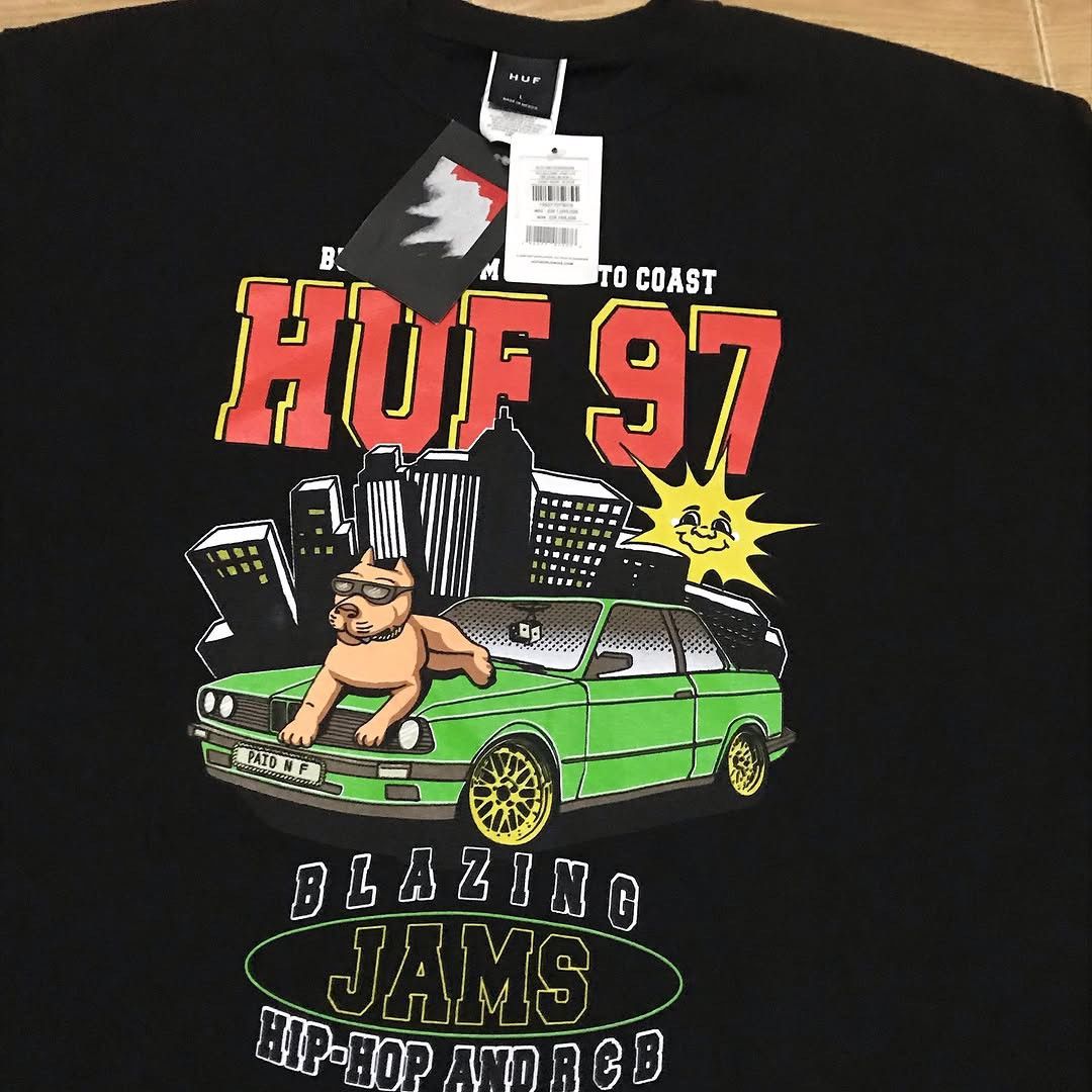 Huf × Hysteric Glamour Huf Skate Oversized Black Tee BLAZING JAMS S/S TEE SIZE L Ra Size US L / EU 52-54 / 3 - 8 Thumbnail