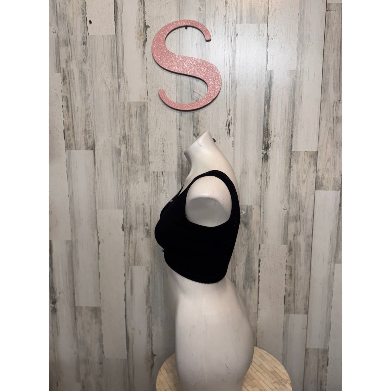 Other Wardrobe Essentials Black Ribbed Cut Out Crop Top S/M Y2K Clubwear Stretch Tank Size S / US 4 / IT 40 - 5 Thumbnail
