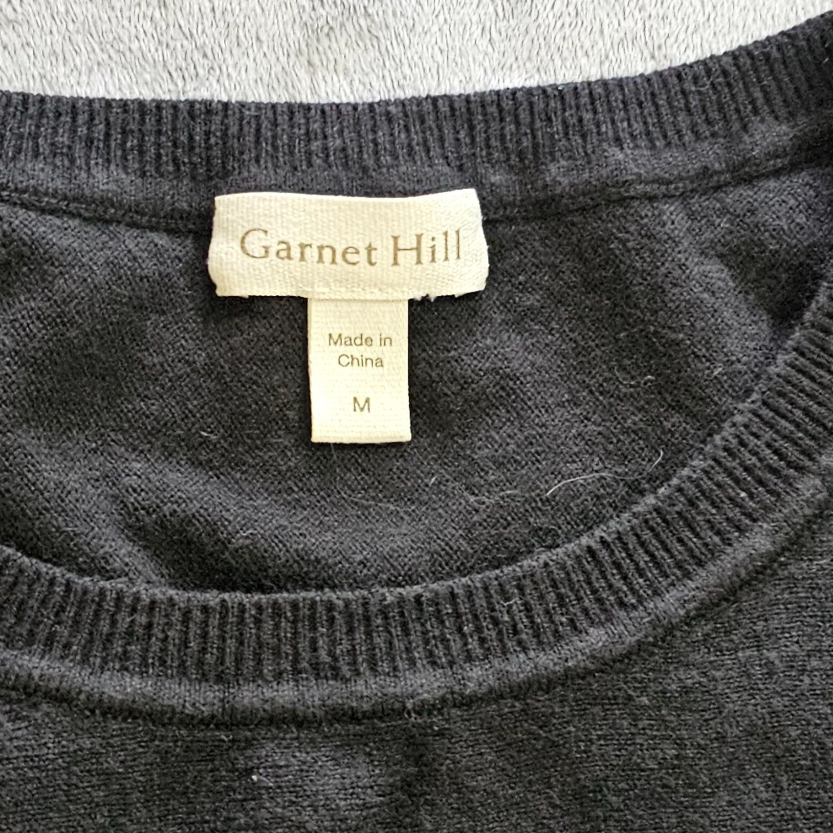 Vintage Garnet Hill Sweater Top Womens Medium Black Knit Long Sleeve Round Neck Casual Pullover Pocket Knit 100% Cotton Cashmere Size M / US 6-8 / IT 42-44 - 3 Thumbnail