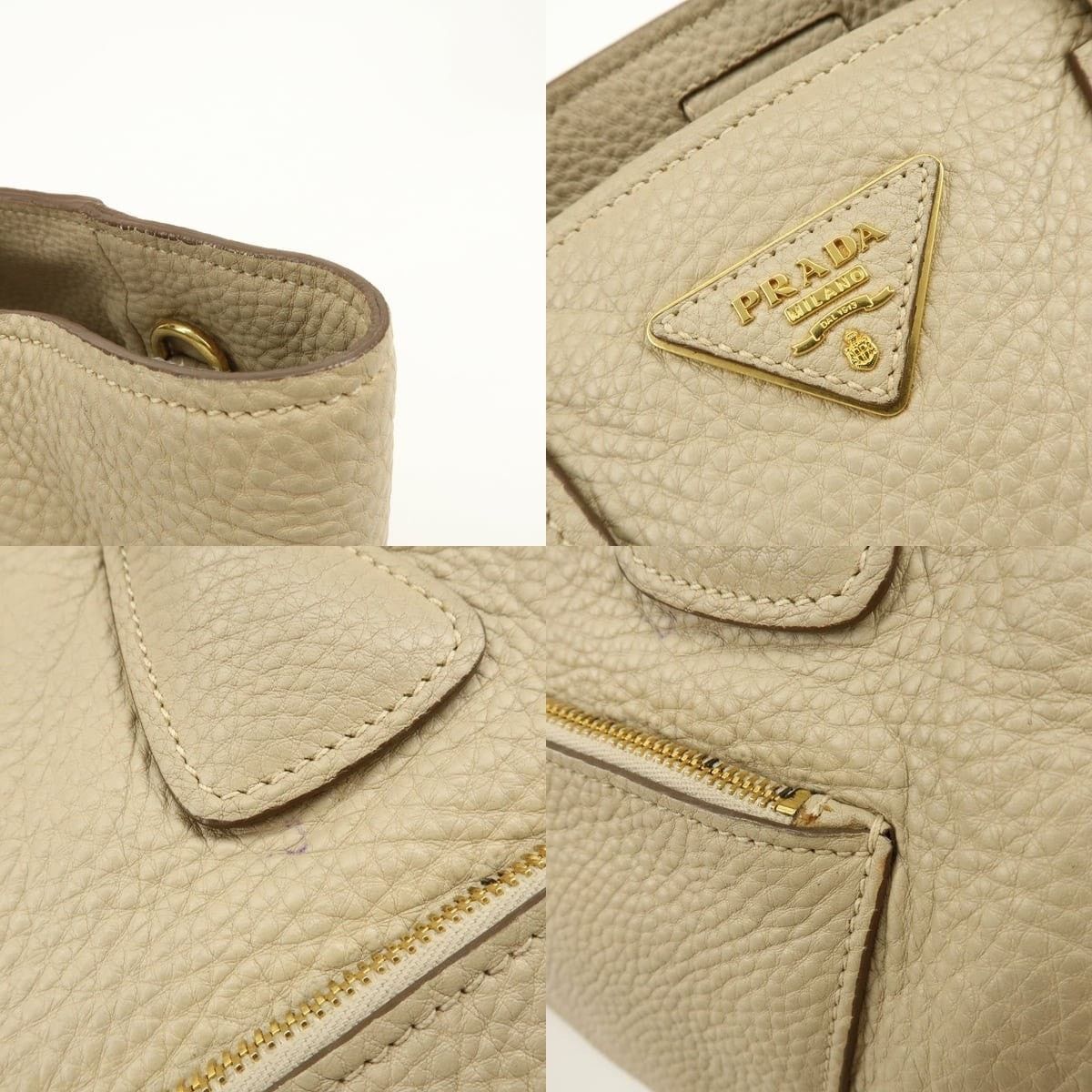 Prada Prada Vitello Daino Shoulder Bag Beige Size ONE SIZE - 6 Thumbnail