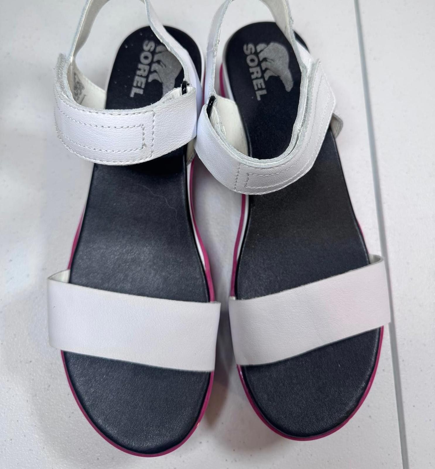 SOREL Stylish Sorel Women's Platform Sandals - White & Pink Size US 10.5 / IT 40.5 - 2 Thumbnail
