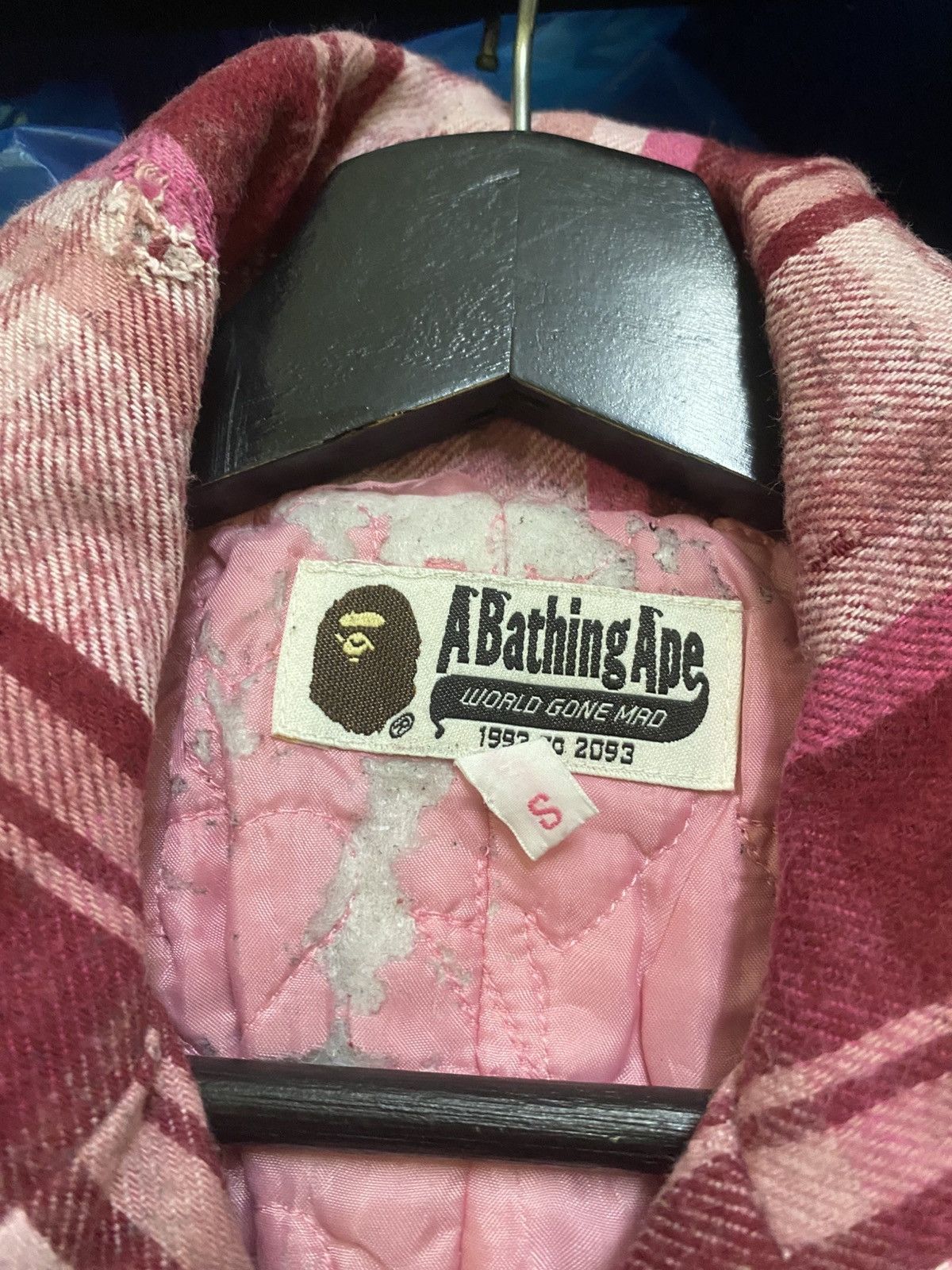 Nigo Vintage A Bathing Ape Pink Plaid Wool-Style Peacoat NIGO Era Size US S / EU 44-46 / 1 - 7 Thumbnail