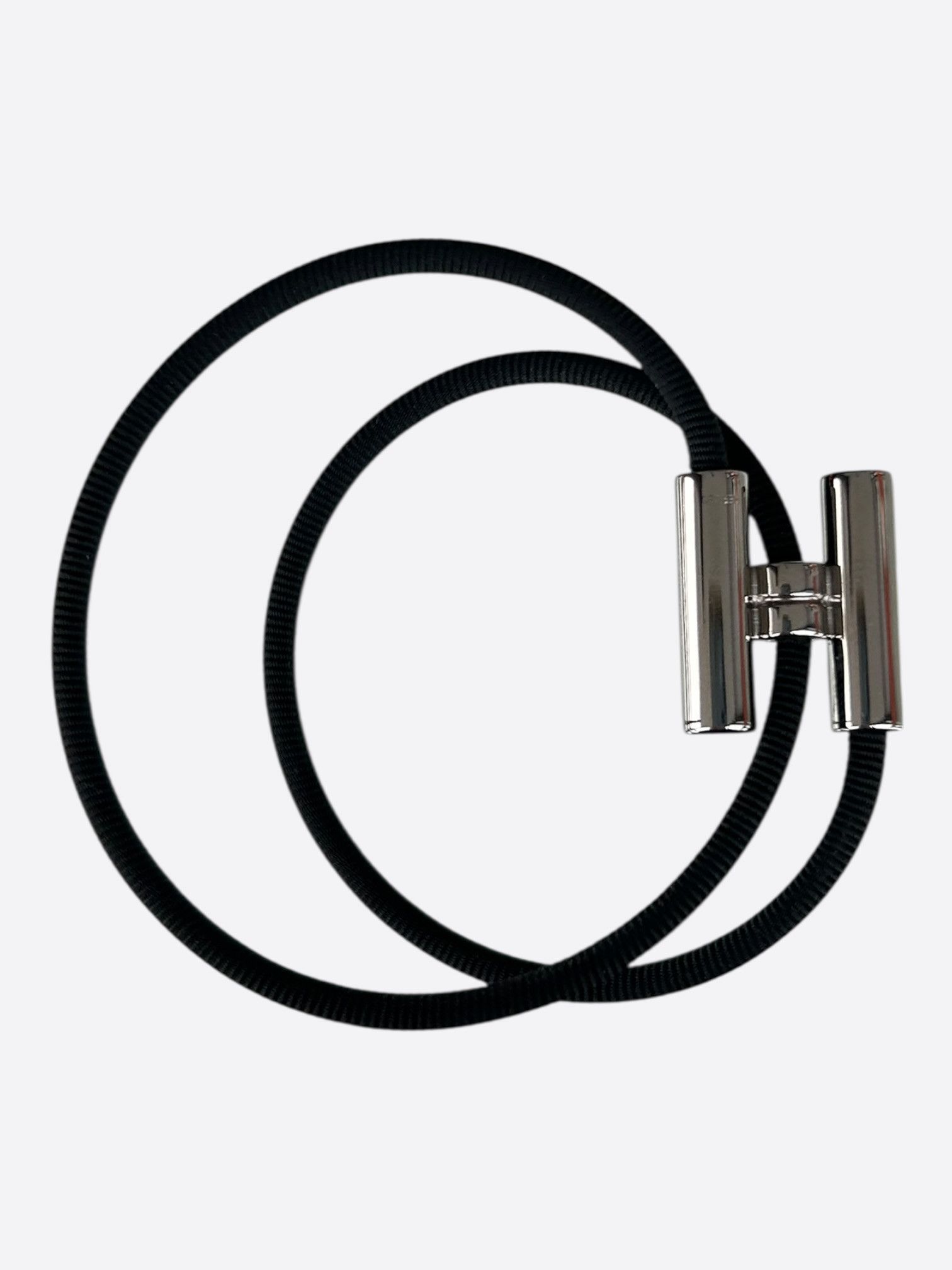 Hermes Hermes Black & Palladium Hardware Tournis Tresse Bracelet Size ONE SIZE - 1 Thumbnail