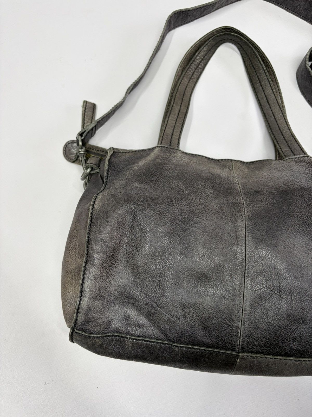 KMRii Oversized Artisan Gray Leather Shoulder Bag Rick Owens Vibe Size ONE SIZE - 13 Thumbnail