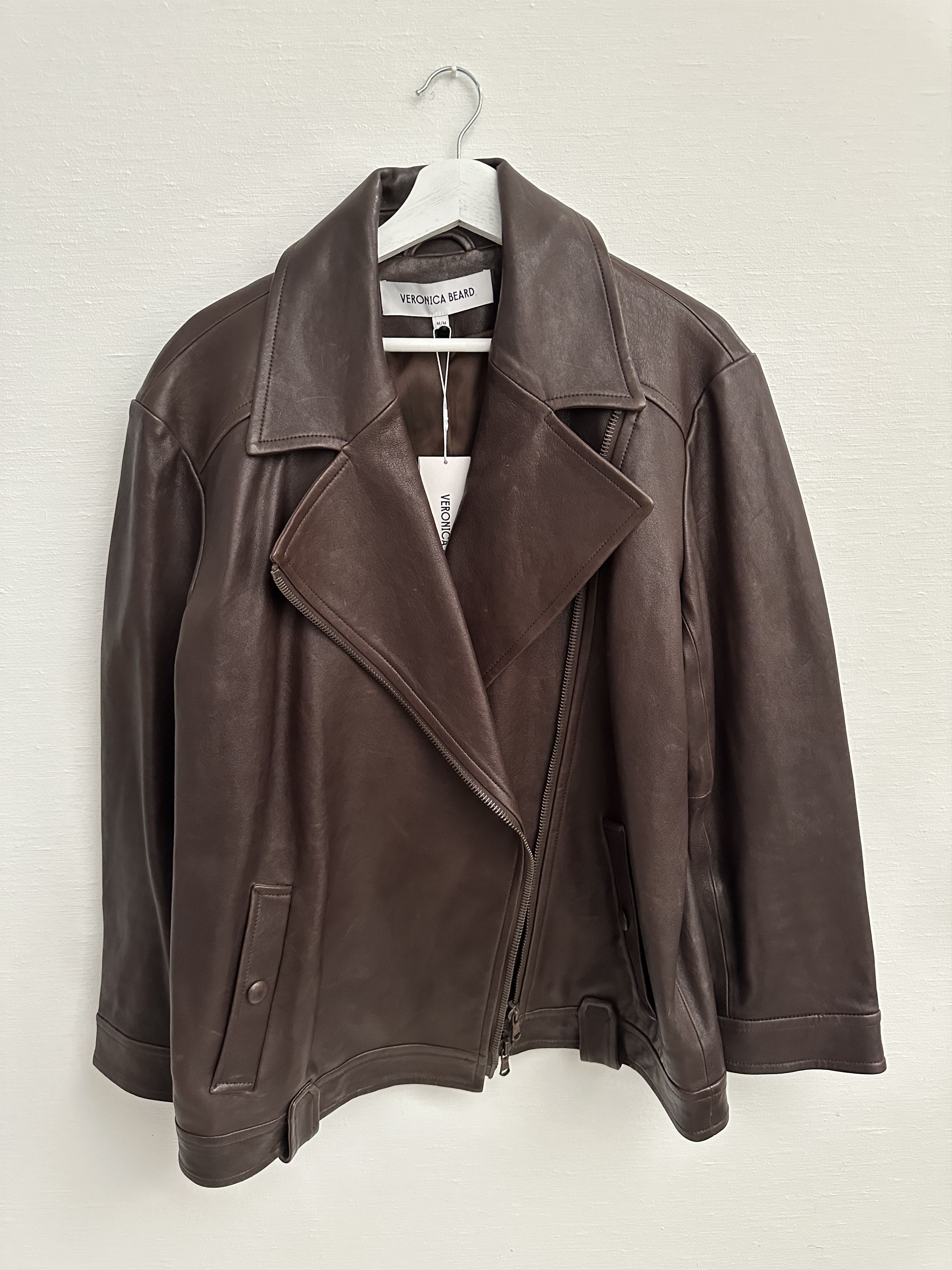 Veronica Beard Thandie Dickey Coat, Dark Chocolate Leather Jacket Size M / US 6-8 / IT 42-44 - 1 Thumbnail