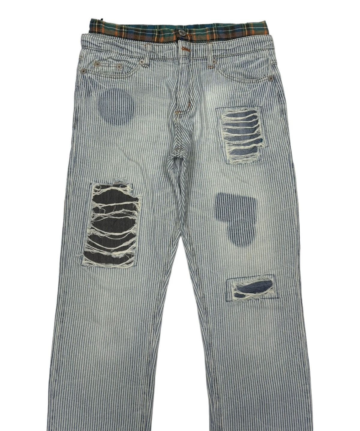 Japanese Brand DOUBLE WAIST STRIPE PUNK DENIM JEANS Size US 30 / EU 46 - 3 Thumbnail