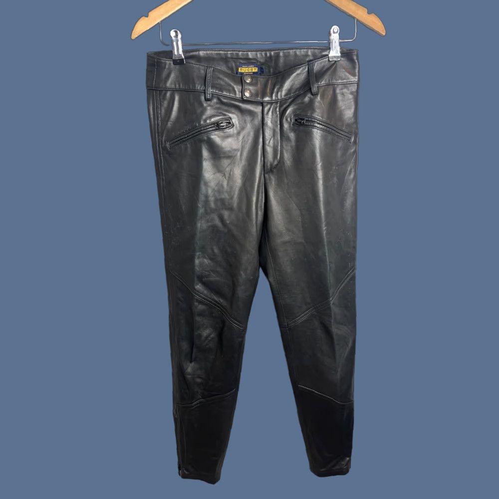 Ralph Lauren Rugby Ralph Lauren Pants Womens 4 Black Leather Skinny Ankle Moto Zip Pockets Size 27" / US 4 / IT 40 - 1 Thumbnail