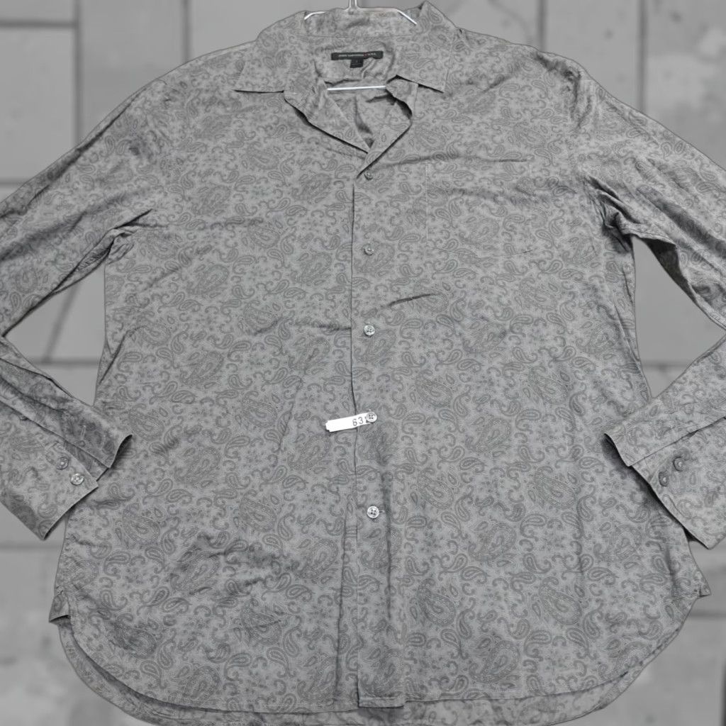 John Varvatos VINTAGE John Varvatos Shirt Gray Paisley Print All Over Cotton Long Sleeve (if vintage) Size US L / EU 52-54 / 3 - 1 Thumbnail