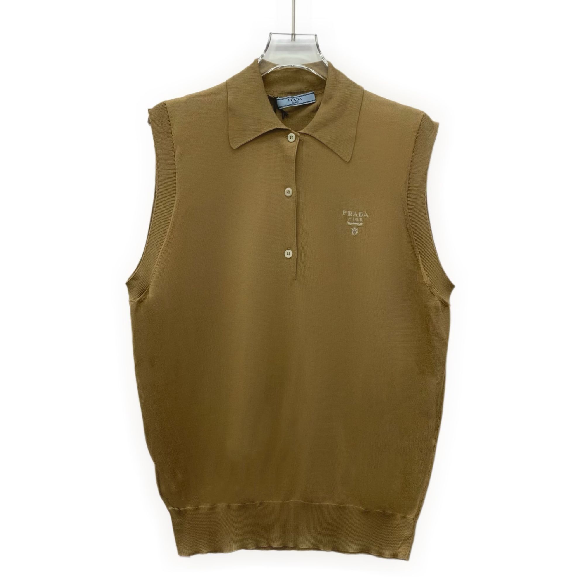 Prada Prada Brown Mulberry Silk Knitted Vest With Logo Design Size Size XS / US 0-2 / IT 36-38 - 1 Thumbnail