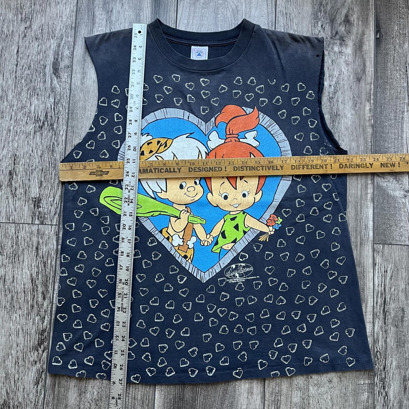 Delta × Vintage Vintage Flintstones Pebbles Bam Bam AOP Hearts Faded Shirt Size US L / EU 52-54 / 3 - 3 Thumbnail