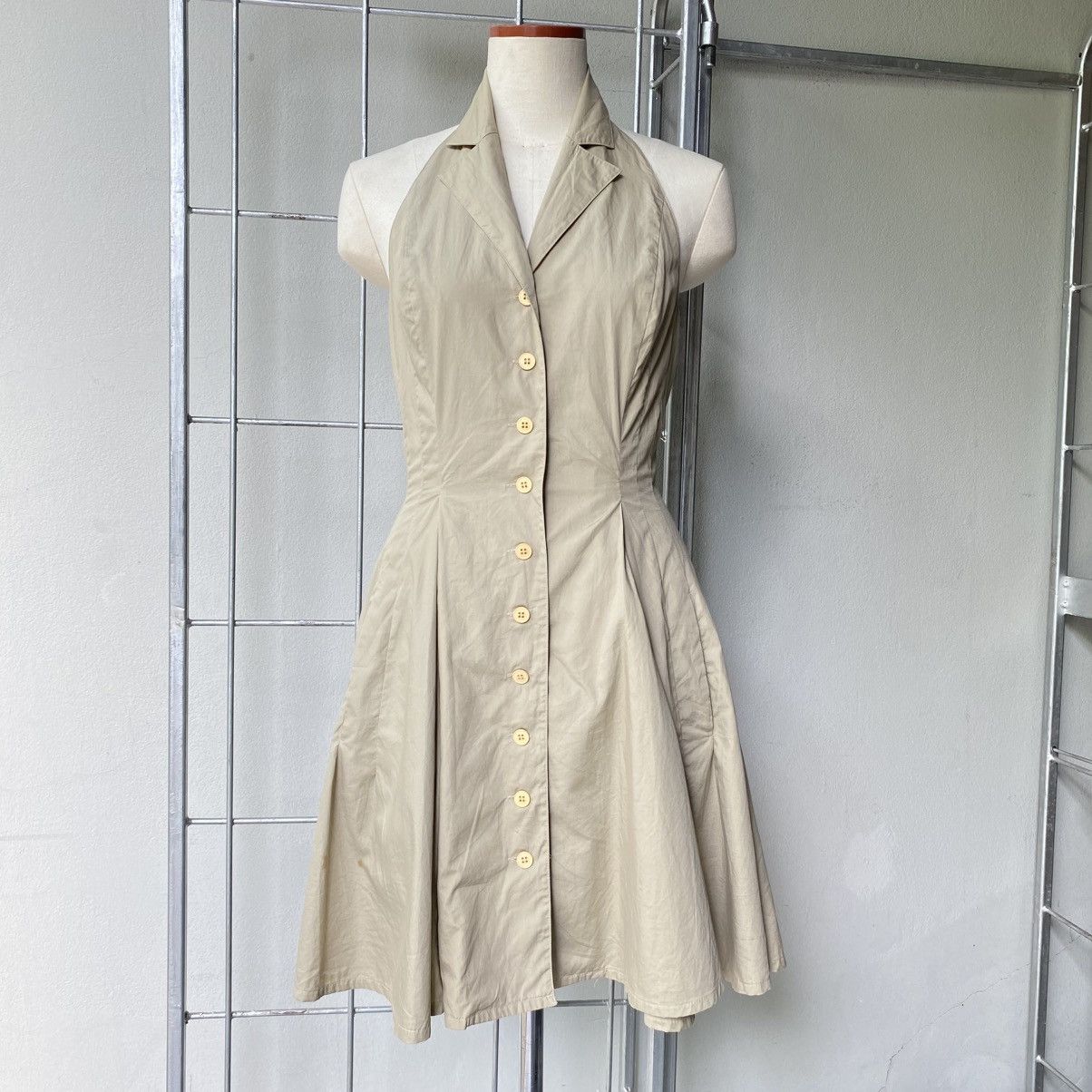 Norma Kamali NORMA KAMALI Beige Halter Button-Down Dress Size M / US 6-8 / IT 42-44 - 1 Thumbnail