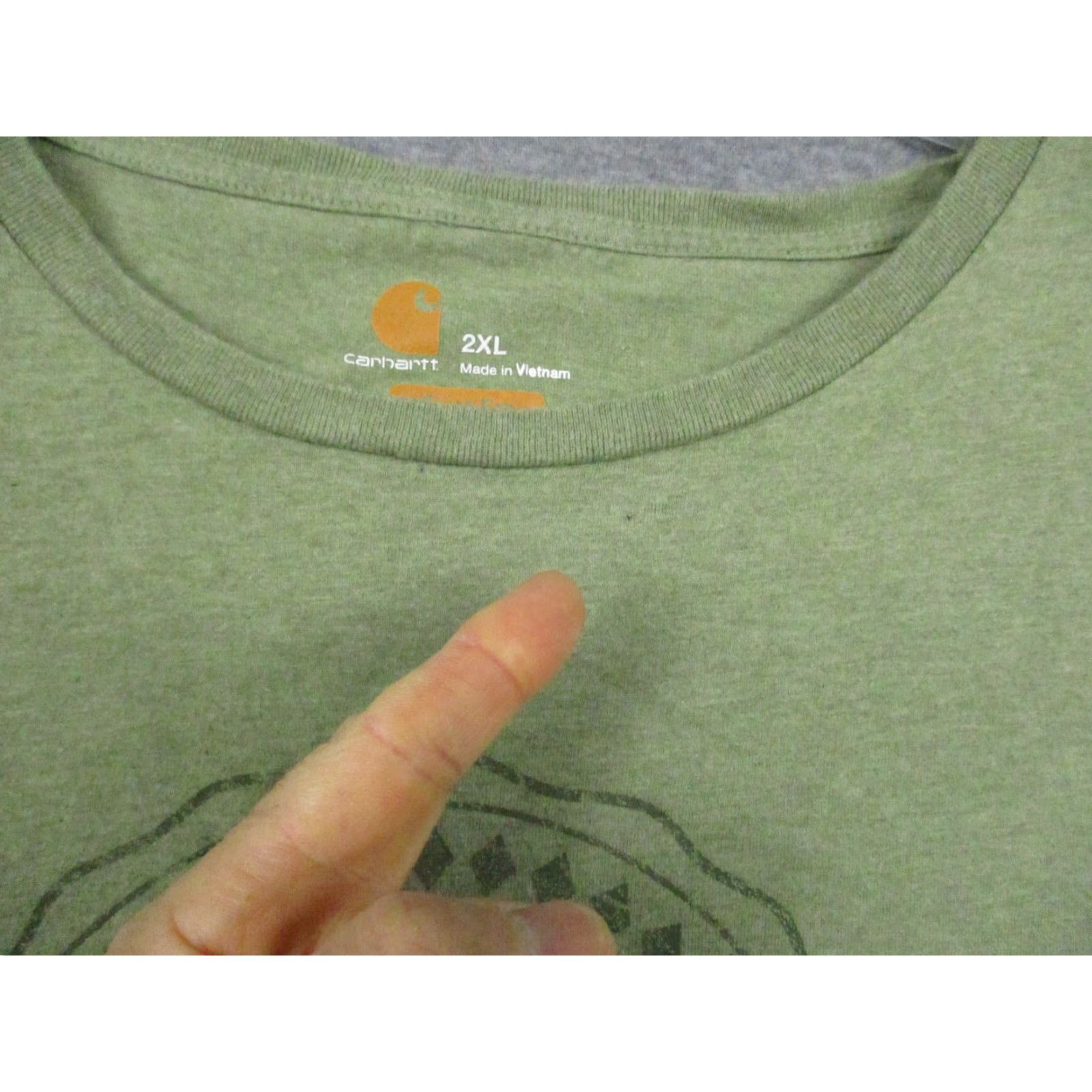 Carhartt VINTAGE Carhartt Shirt XXL Mens Olive Green Spell Out Crew Neck Slim Fit Size US XXL / EU 58 / 5 - 4 Thumbnail