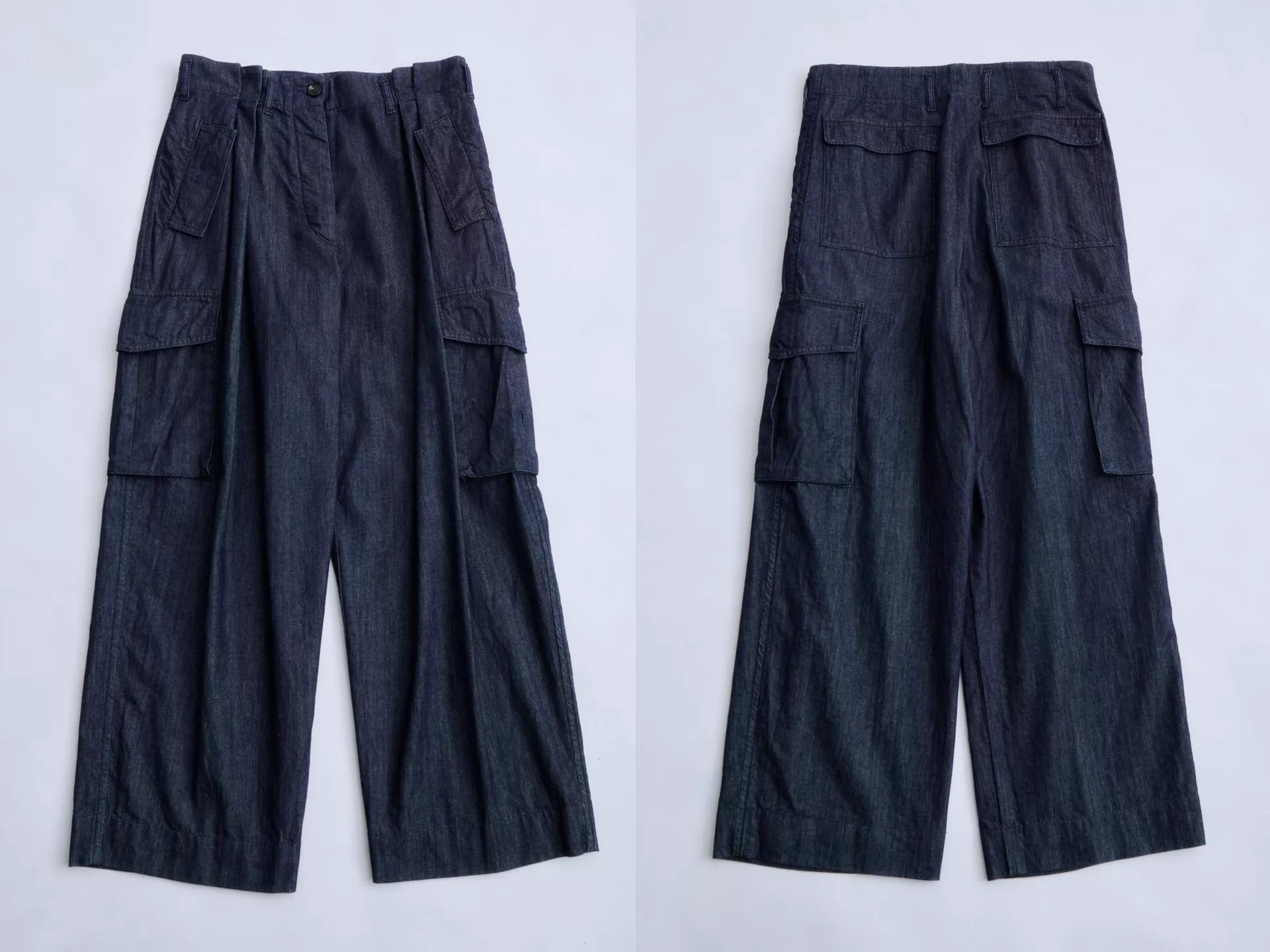 Dries Van Noten Dries Van Noten High-Waisted Wide-Leg Denim Work Pants Size 25" / US 0 / IT 36 - 8 Thumbnail