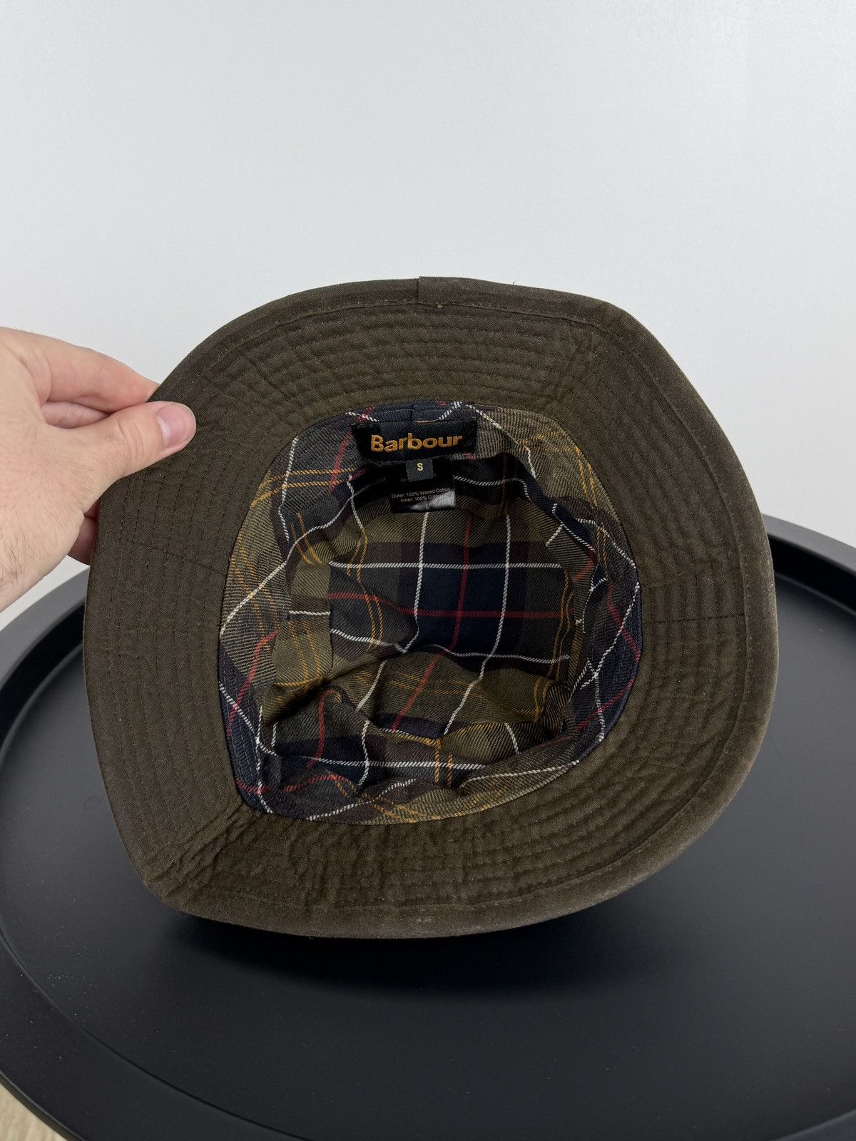 Barbour Men’s Barbour Wax Bucket Hat Olive Green Waxed Cotton Size S Size 30 - 4 Thumbnail
