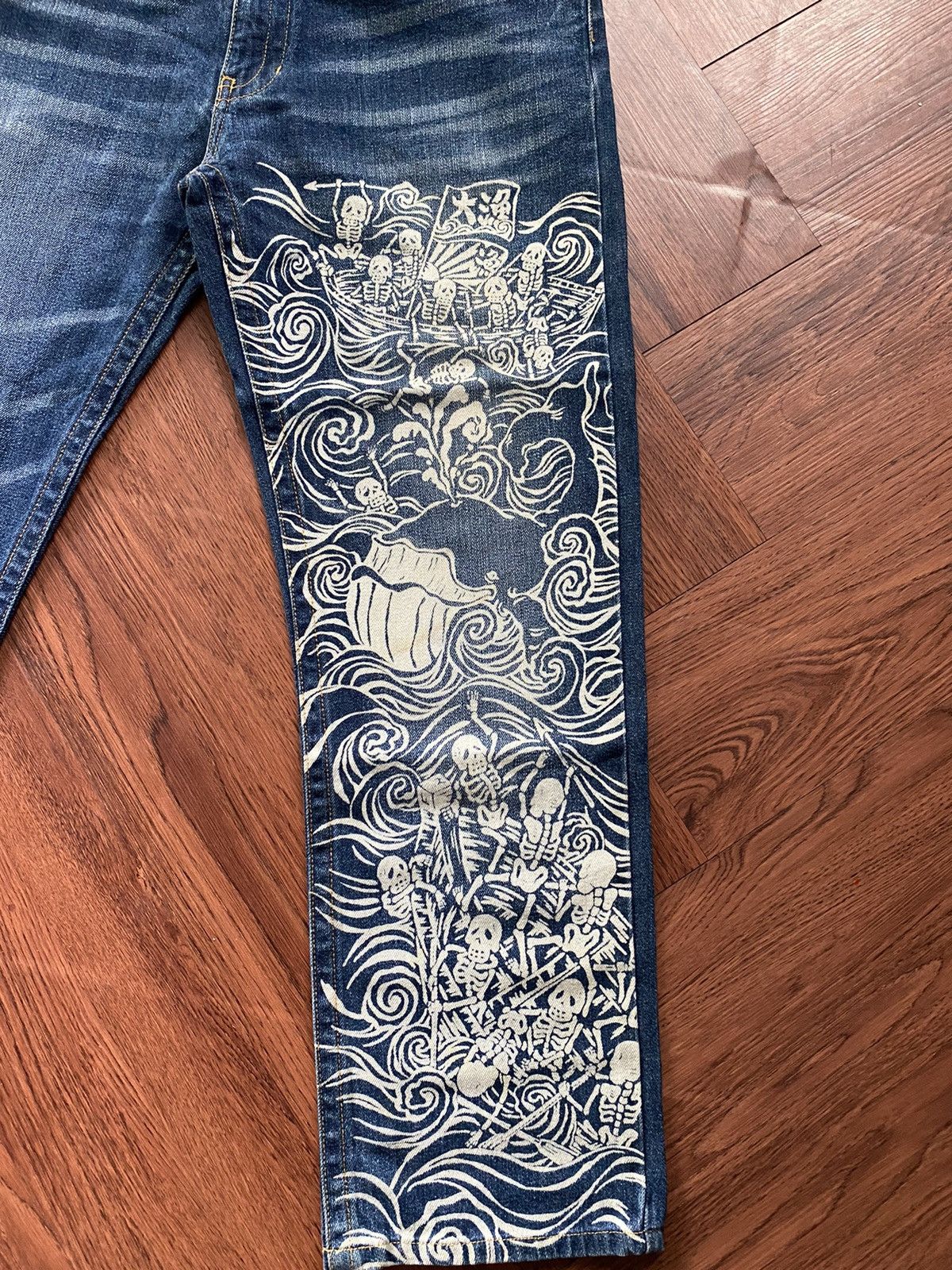 If Six Was Nine Skeleton Printed Jeans Size US 36 / EU 52 - 3 Thumbnail