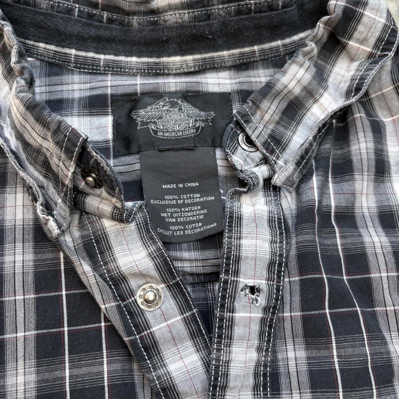 Harley Davidson Vintage Y2K Harley Davidson Plaid Biker Snap Button Up Shirt Size US XXL / EU 58 / 5 - 3 Thumbnail