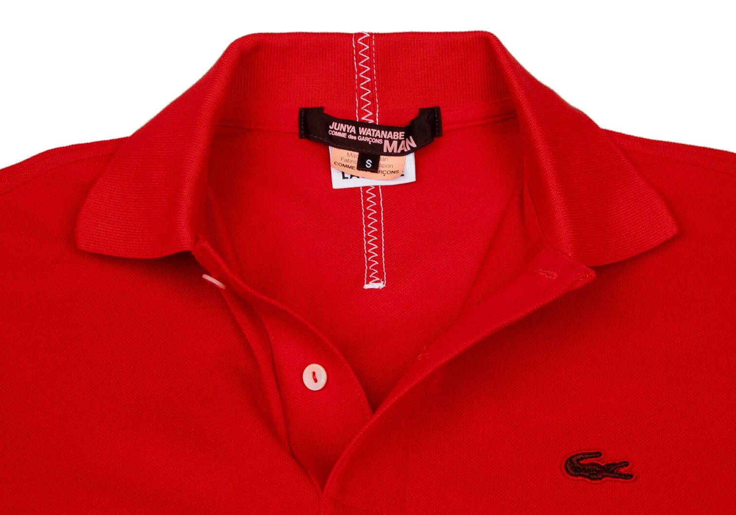 Junya Watanabe Lacoste Garment-Dyed Cotton Polo Shirt in Red, Size S Size US S / EU 44-46 / 1 - 5 Thumbnail
