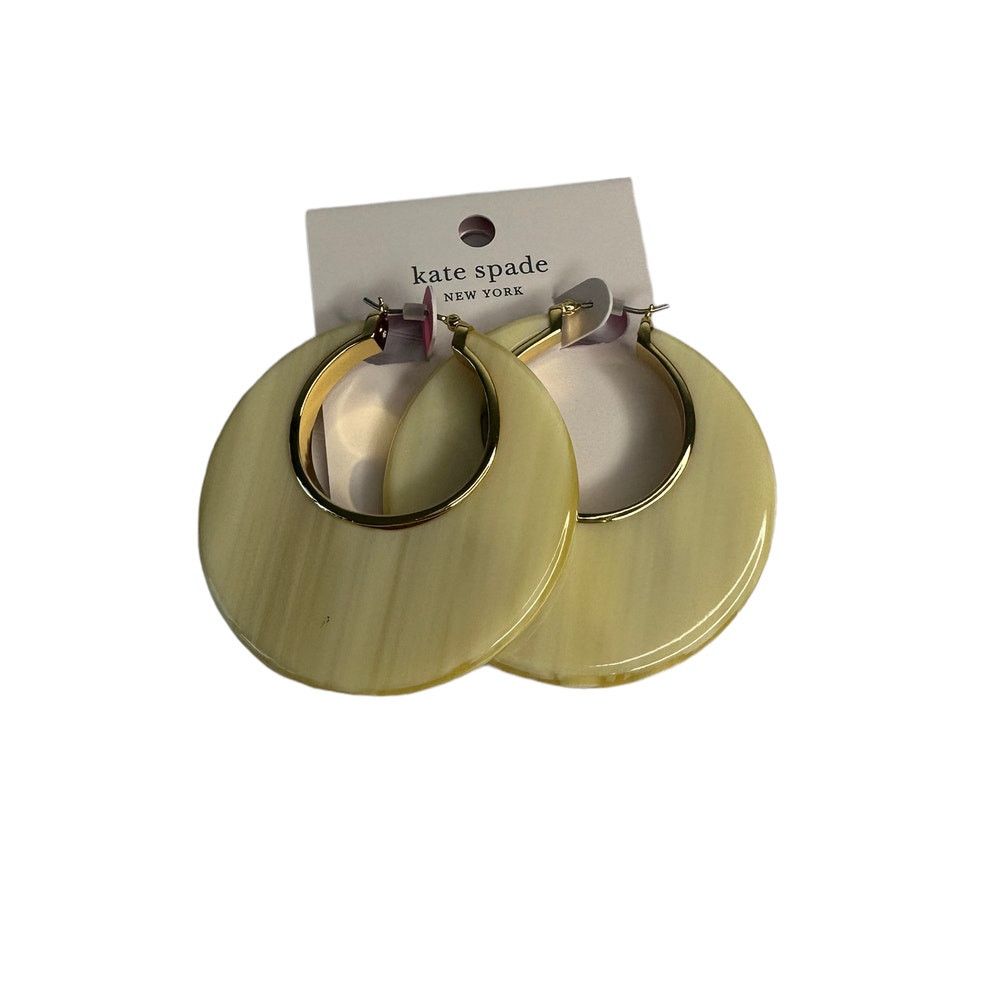 Kate Spade Kate Spade Gold Plated Horn Cream Resin Large Hoop Earrings Size ONE SIZE - 1 Thumbnail