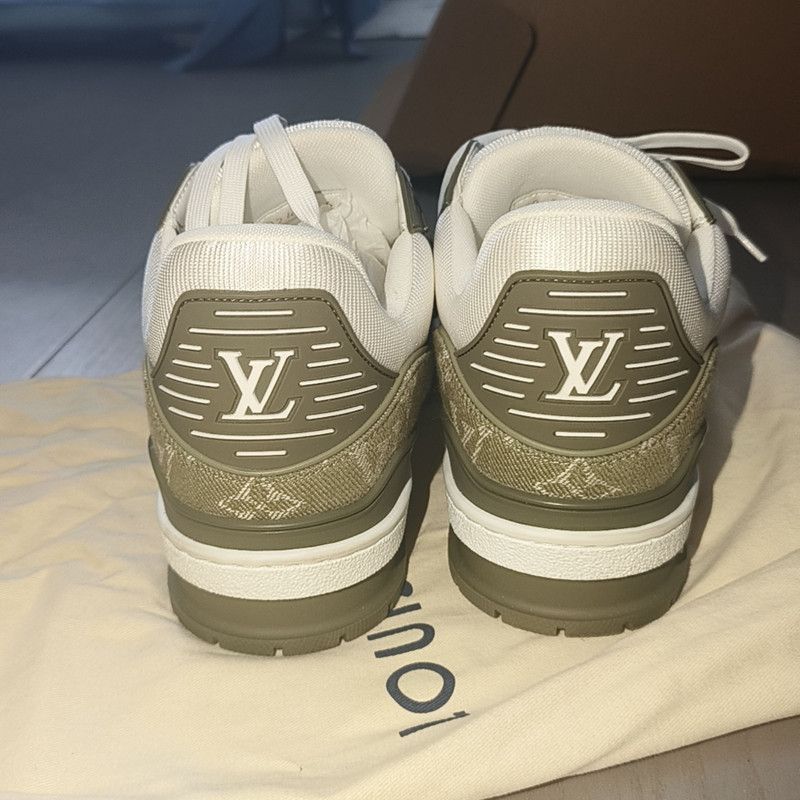 Louis Vuitton Louis Vuitton Green Canvas Leather Trainer Sneakers - Size US 8.5 / IT 38.5 - 3 Thumbnail