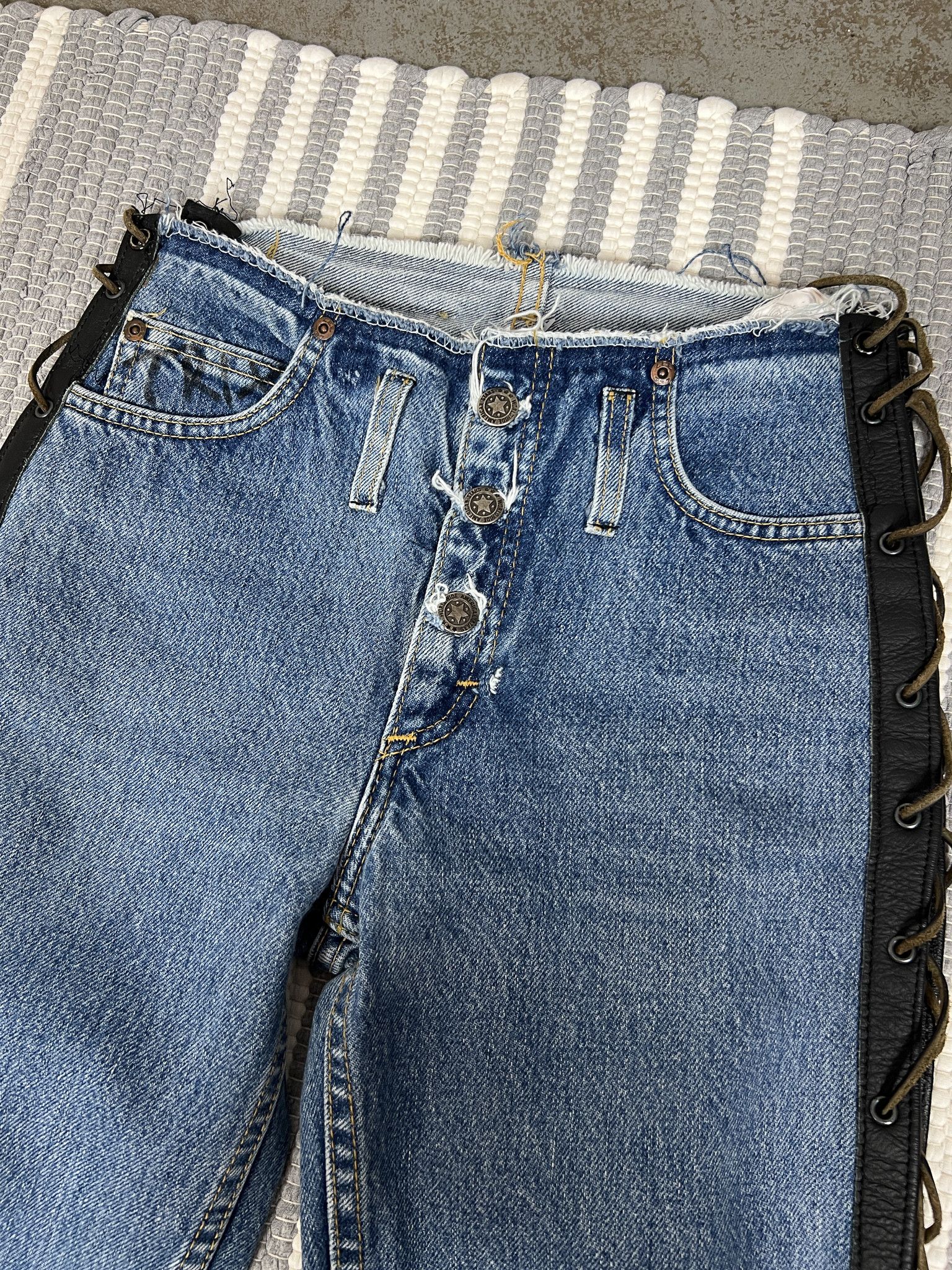 Lee Vintage Lee Biker Jeans Leather Pants Size 25" / US 0 / IT 36 - 3 Thumbnail