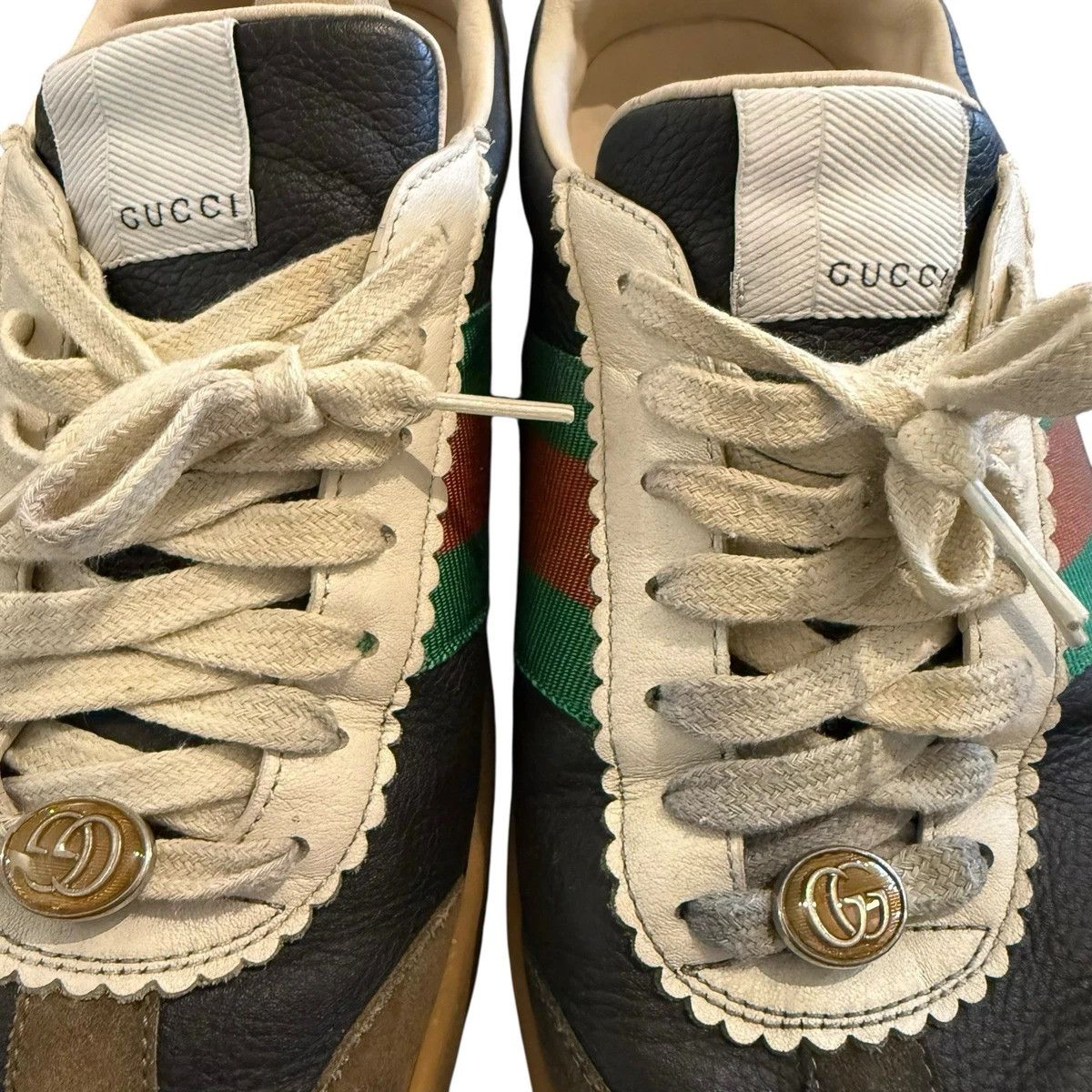 Gucci Gucci G74 Sneakers Black Leather 9 Web Gum Size US 9 / EU 42 - 3 Thumbnail