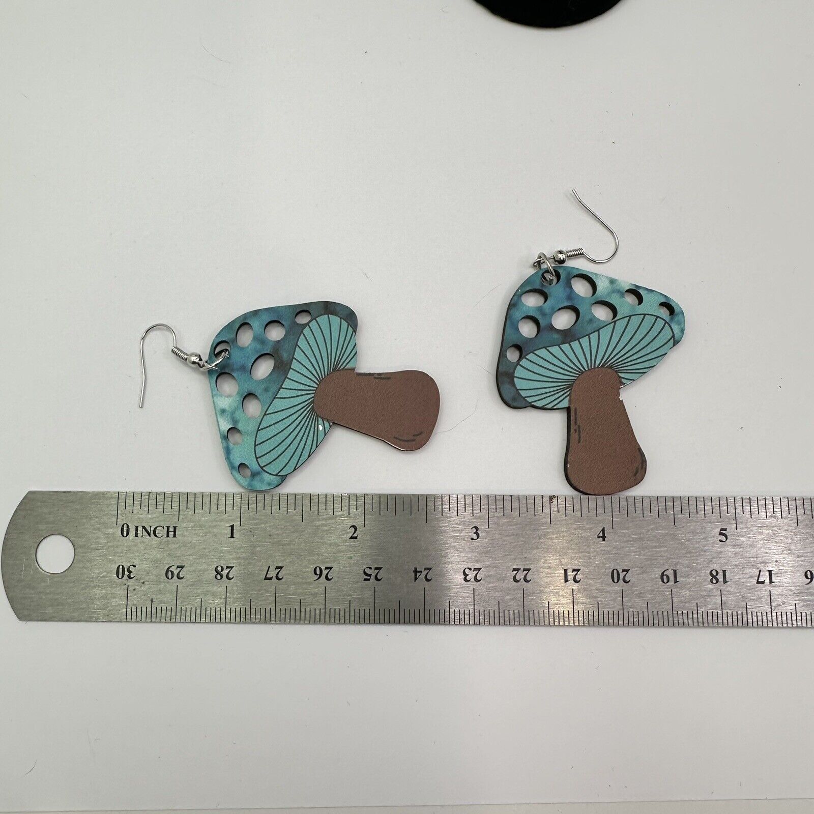 Other Mushrooms Hook Earrings Wood TyeDye Turquoise New Fantasy Size ONE SIZE - 7 Thumbnail