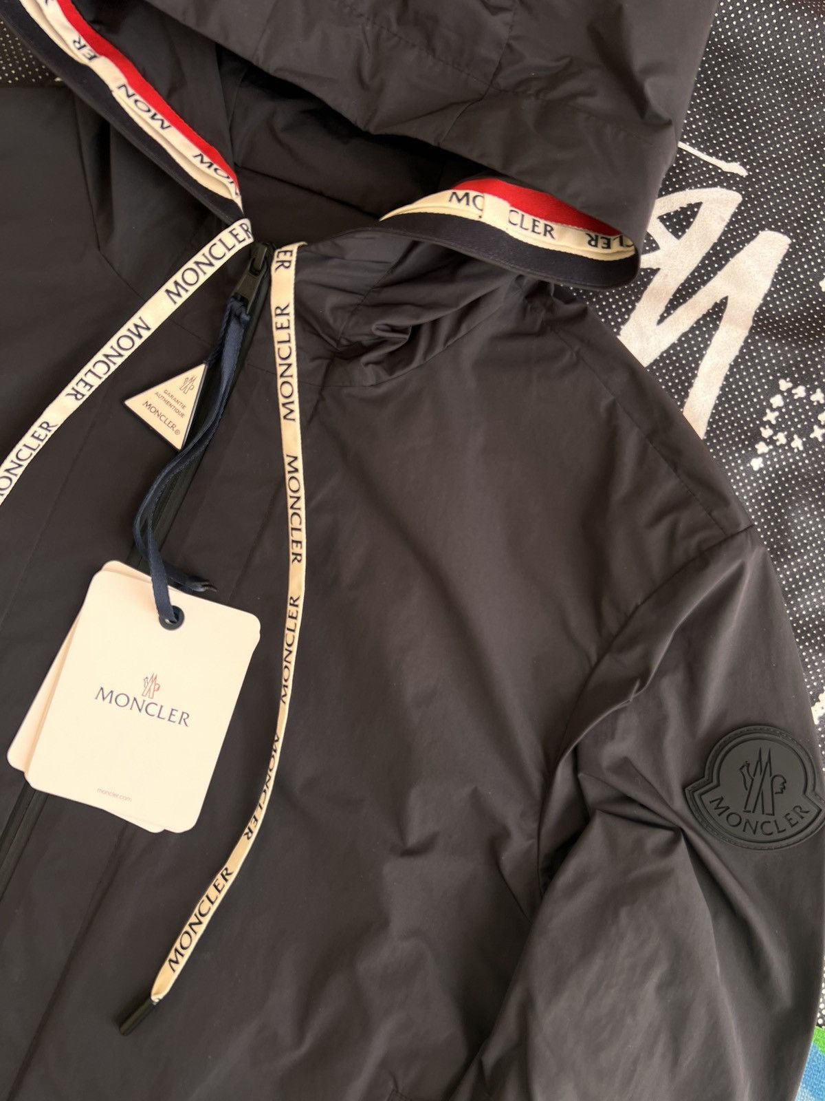 Moncler L Moncler Carles lightweight Jacket Black wind hood zip logo Size US L / EU 52-54 / 3 - 3 Thumbnail