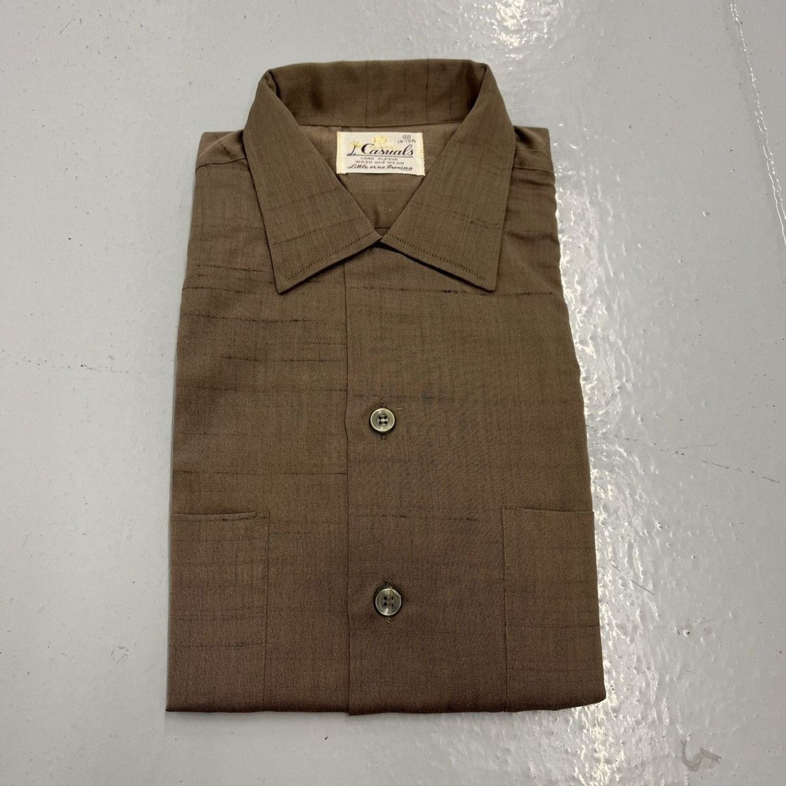 Other NOS Vintage 60s Casuals Brown Fleck Rayon Loop Collar Size US M / EU 48-50 / 2 - 1 Thumbnail