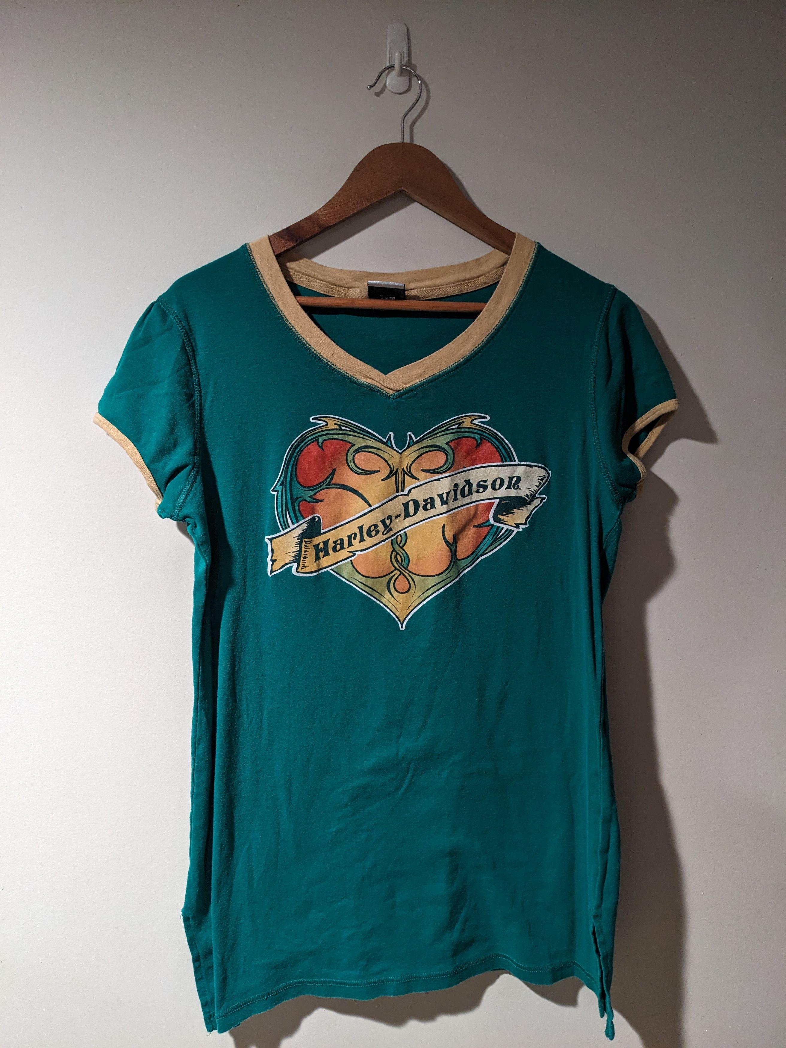 Harley Davidson × Vintage Vintage Y2K Harley Davidson Motorcycle Heart Woman's T-Shirt Size XL / US 12-14 / IT 48-50 - 1 Thumbnail