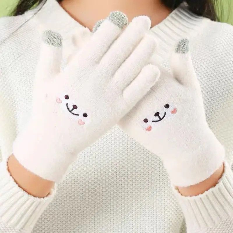 Other Cartoon Bear Full Finger Mittens Soft Fluffy Gloves Size ONE SIZE - 3 Thumbnail