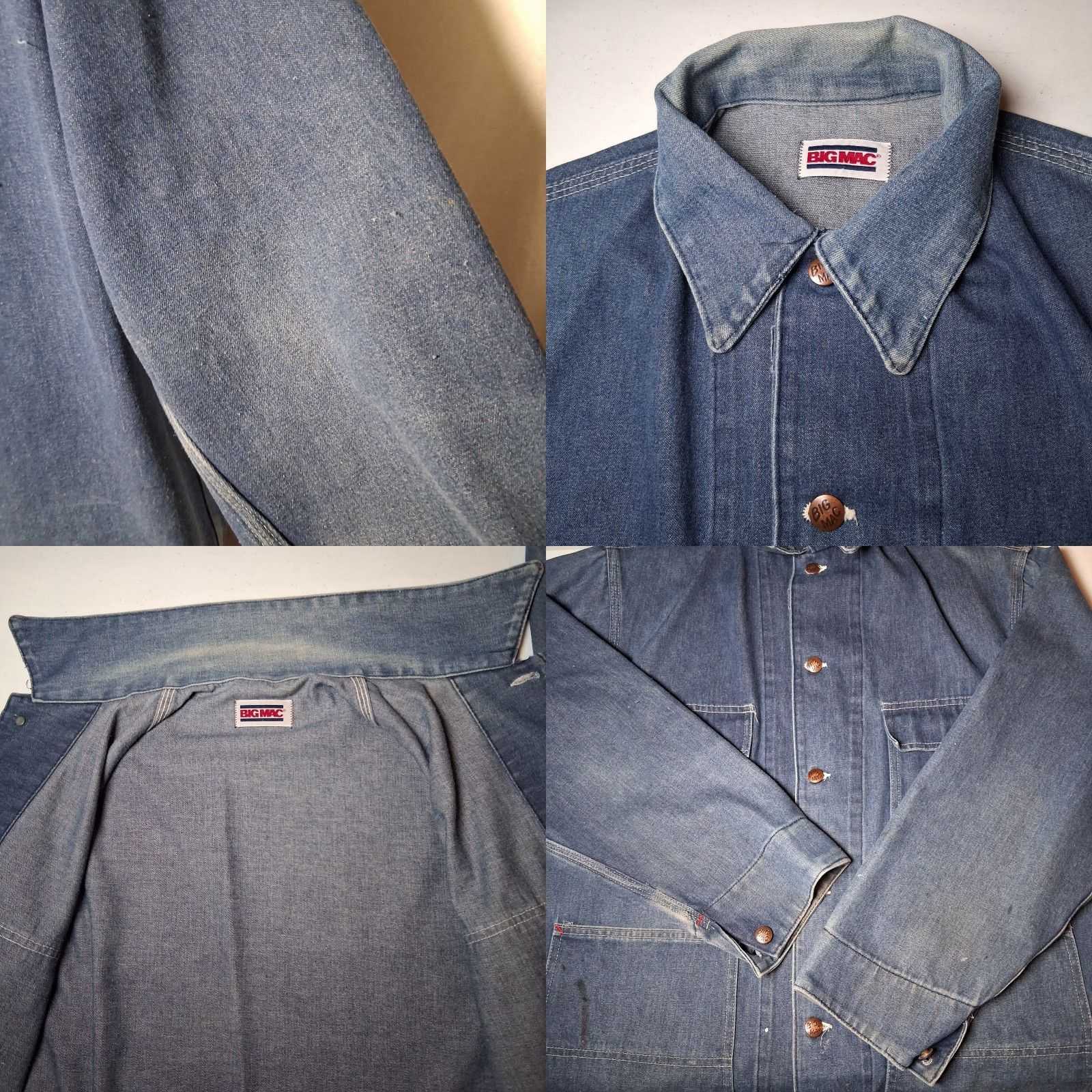 Vintage VINTAGE Big Mac Denim Jean Jacket Blue Chore Barn Work Workwear Utility READ Jacket Men L Blue Denim Casual Workwear fall spring winter 90s? Size US 33 - 8 Thumbnail
