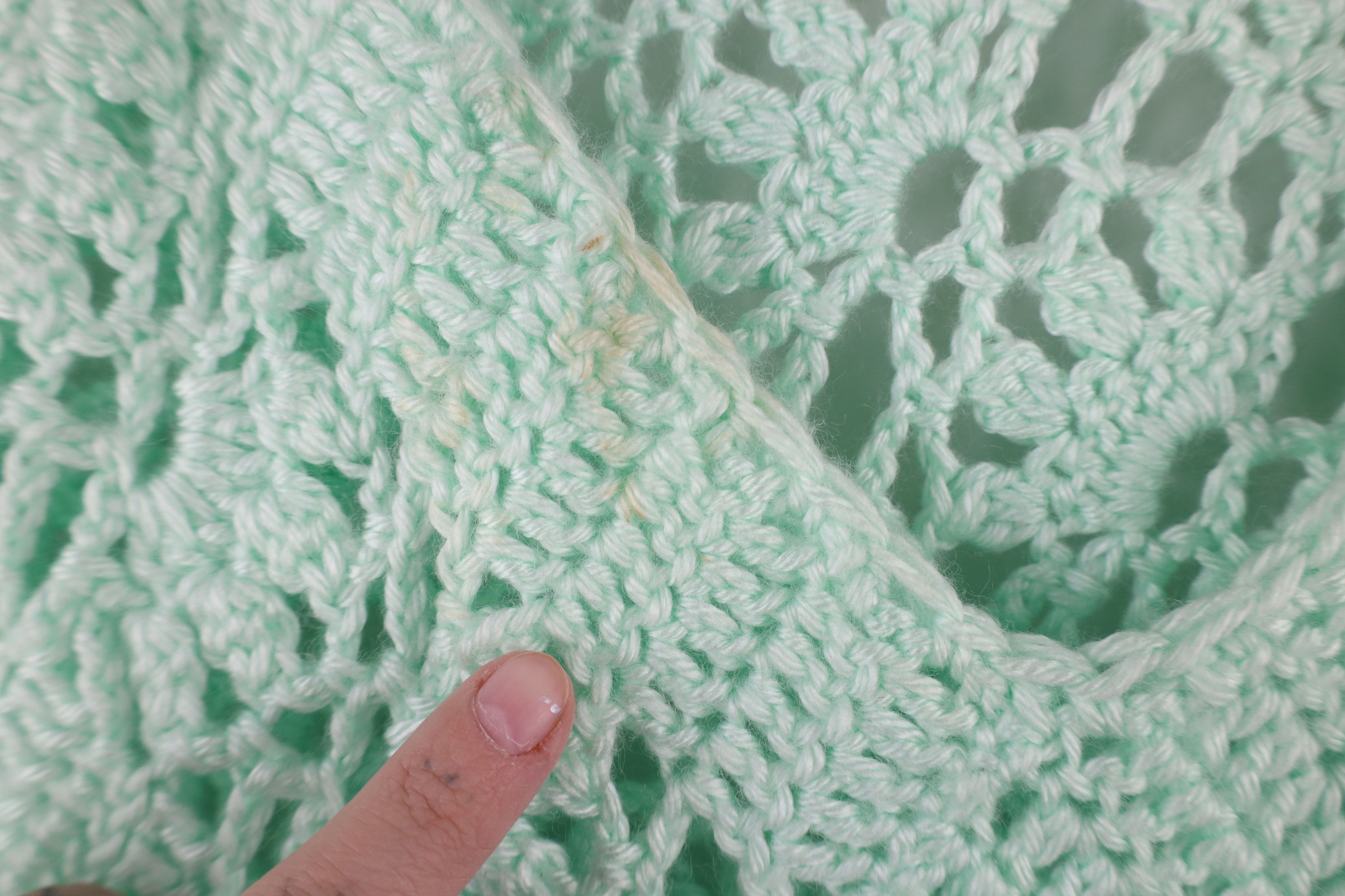 Vintage Vintage 60s 70s Boho Chic Fringed Poncho Sweater Mint Size ONE SIZE - 5 Thumbnail
