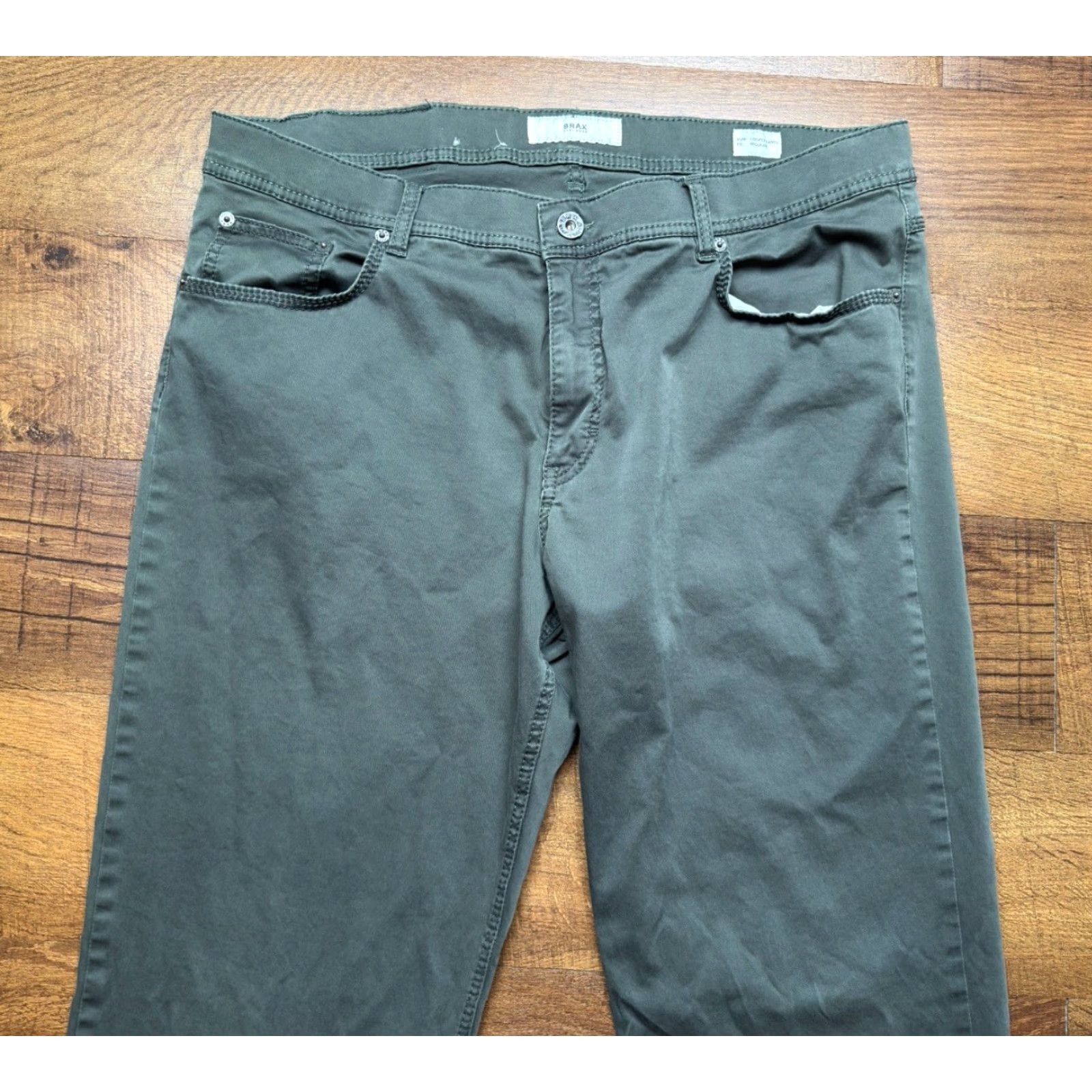 BRAX Brax Feel Good Cooper Fancy Straight Chino Stretch Pants Mens 40X34 Green Vintage No Size US 40 / EU 56 - 3 Thumbnail