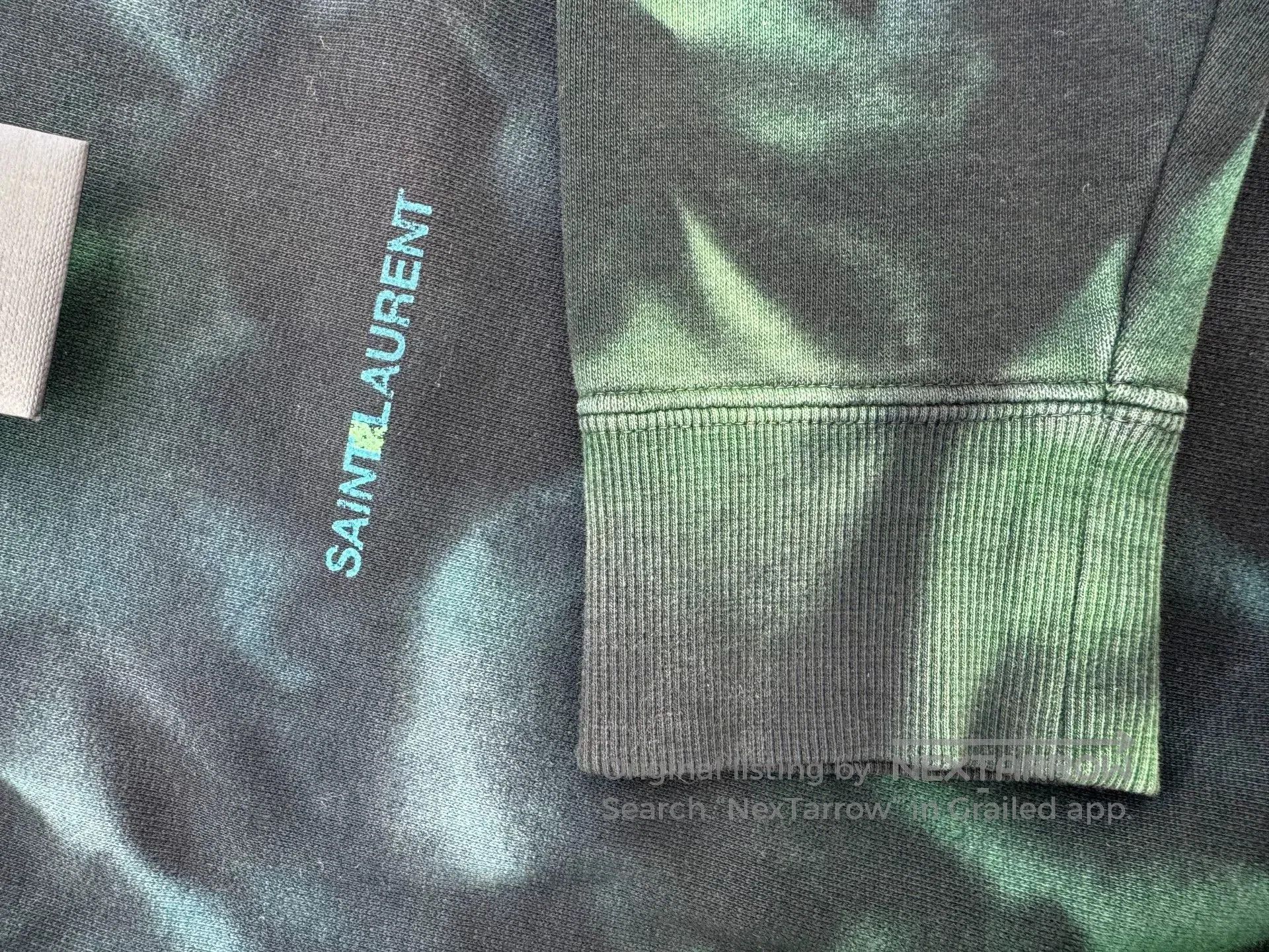Saint Laurent Paris Saint Laurent SLP Green Tie-Dye Long-Sleeve T-Shirt. Size US S / EU 44-46 / 1 - 5 Thumbnail