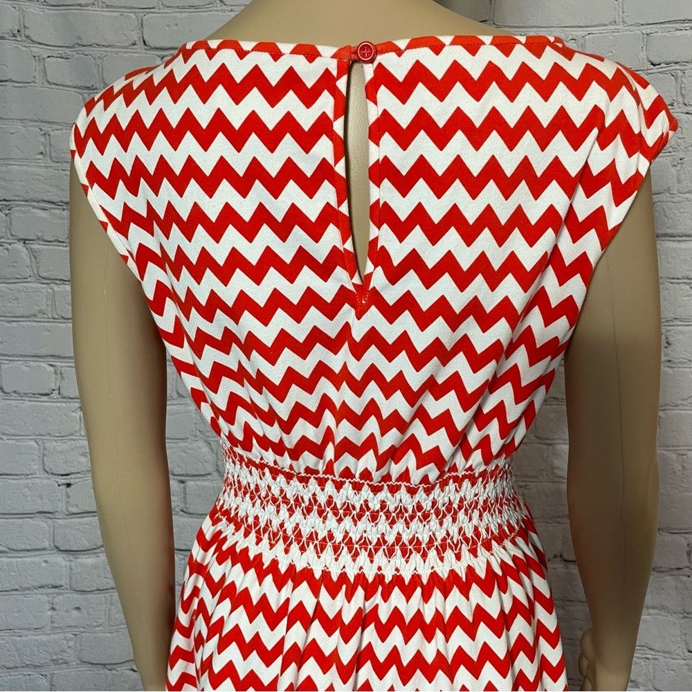 Kate Spade Kate Spade Red Chevron Cotton Sleeveless Dress Size XS Size XS / US 0-2 / IT 36-38 - 4 Thumbnail