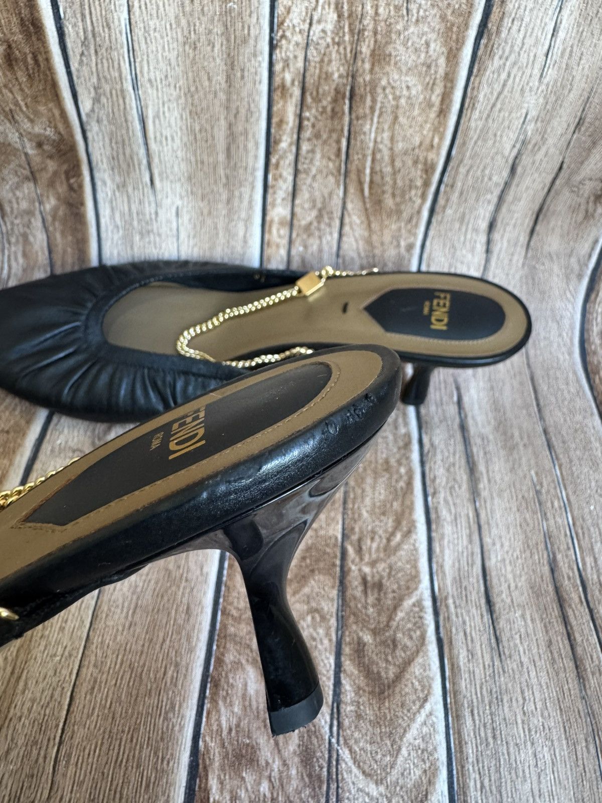 Fendi Colibri bow chain mules heels Size US 10 / IT 40 - 10 Thumbnail