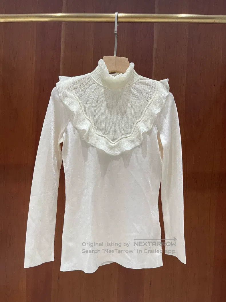 Hermes Hermes Off-white ruffled knit sweater Size XS / US 0-2 / IT 36-38 - 1 Thumbnail