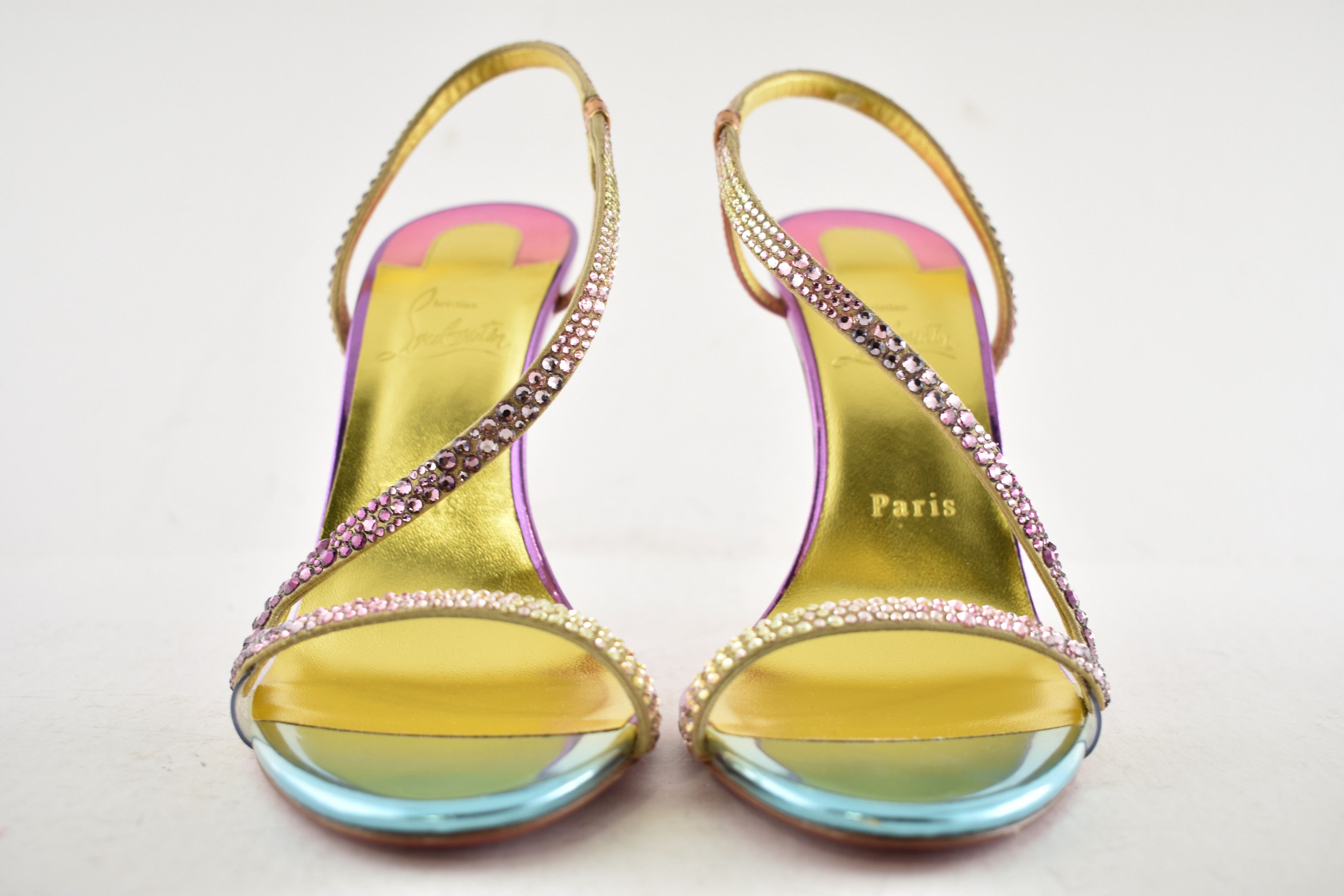 Christian Louboutin Rosalie Strass Boreal 100 Ankle Strap Sandal Heel Pump 40 Size US 10 / IT 40 - 9 Thumbnail