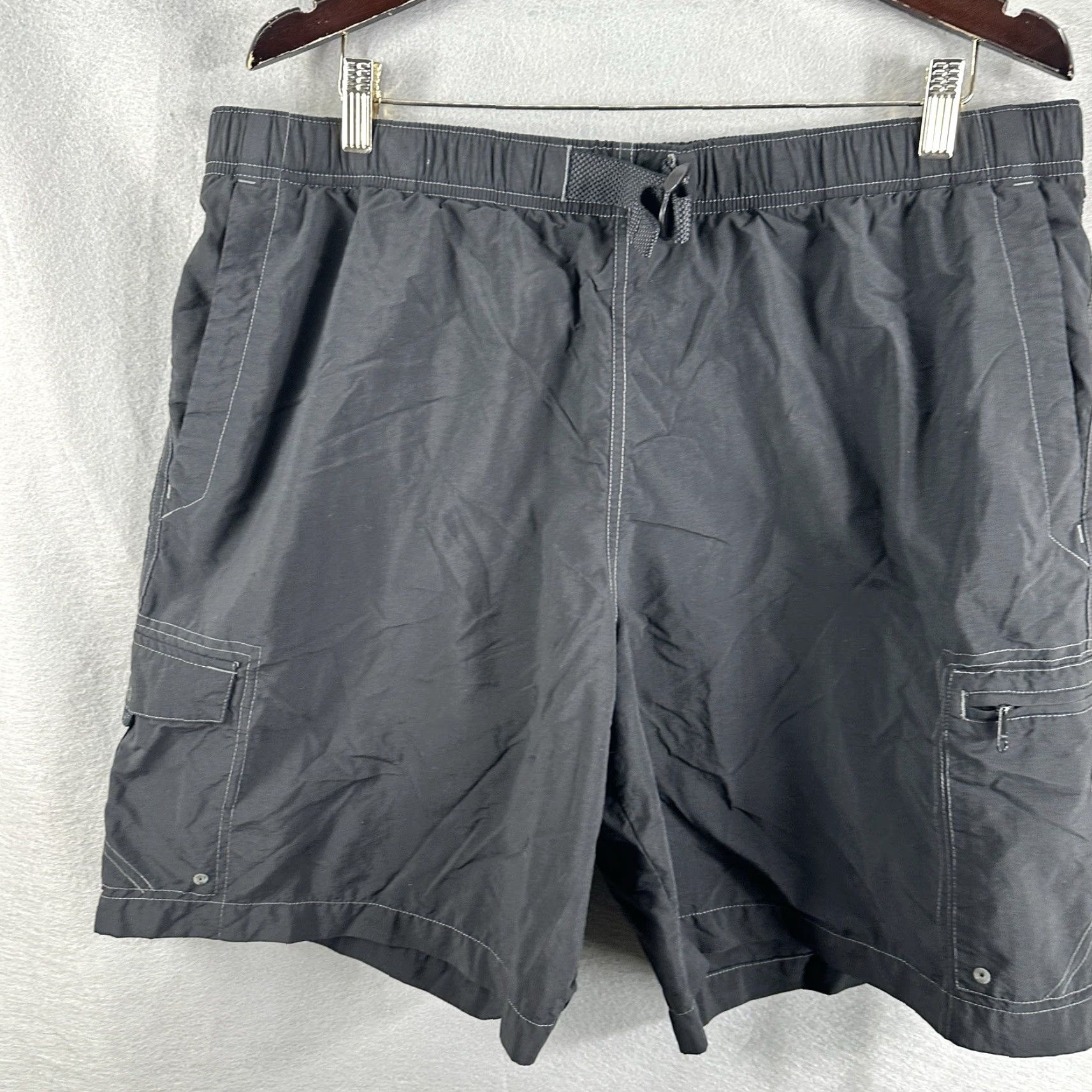 Vintage Columbia Mens XL Shorts Pull On Outdoor Cargo Pocket Black Lightweight Polyester Inseam 9in Classic Fit Size US 36 / EU 52 - 5 Thumbnail