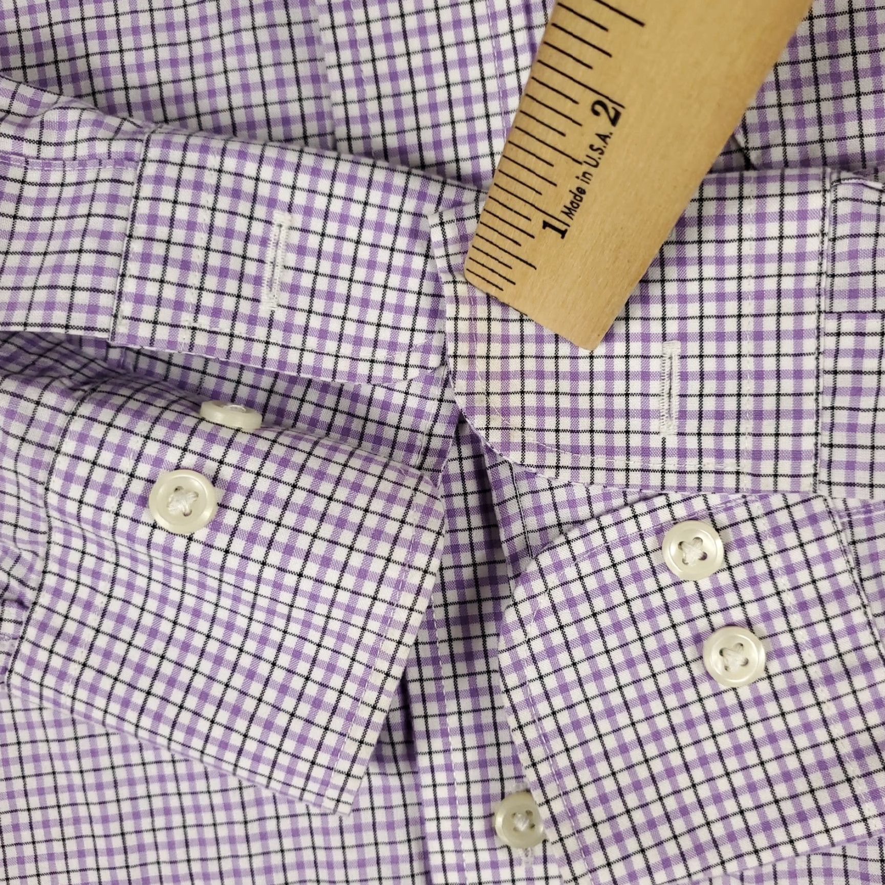 Ralph Lauren Ralph Lauren Dress Shirt Mens 15.5 Purple Plaid Long Sleeve Button Down Regular Fit Size 40R - 3 Thumbnail